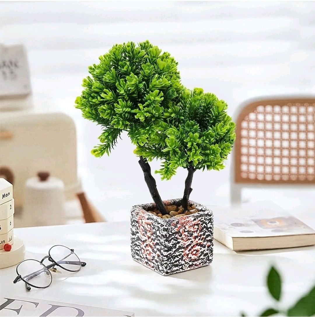 Small Fake Plants with Marble Planter, Fake Potted Plants Artificial Decor fo…