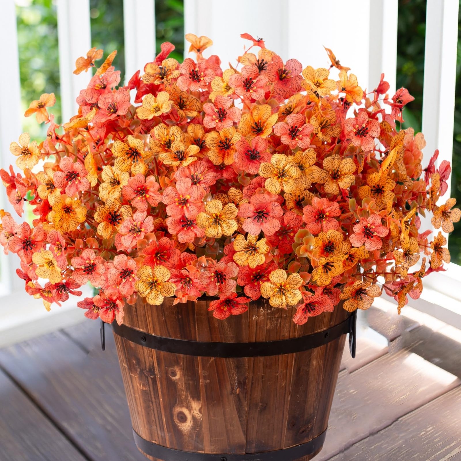 12 Bundles Artificial Fall Flowers – Faux Mums with Eucalyptus for Home Decor