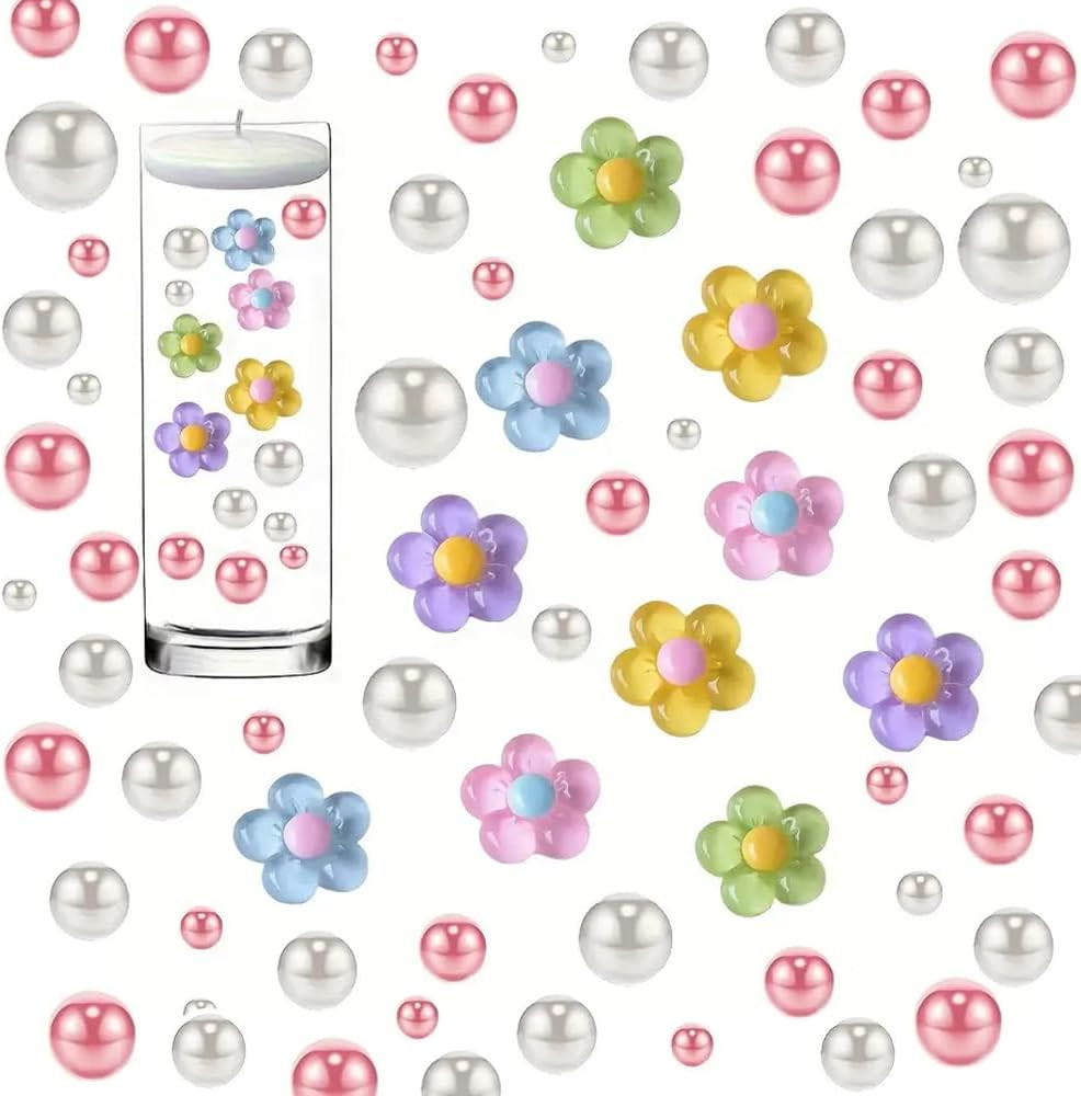 125Pcs Flower Vase Filler Artificial Floral Pearl for Floating Candle Faux Paste