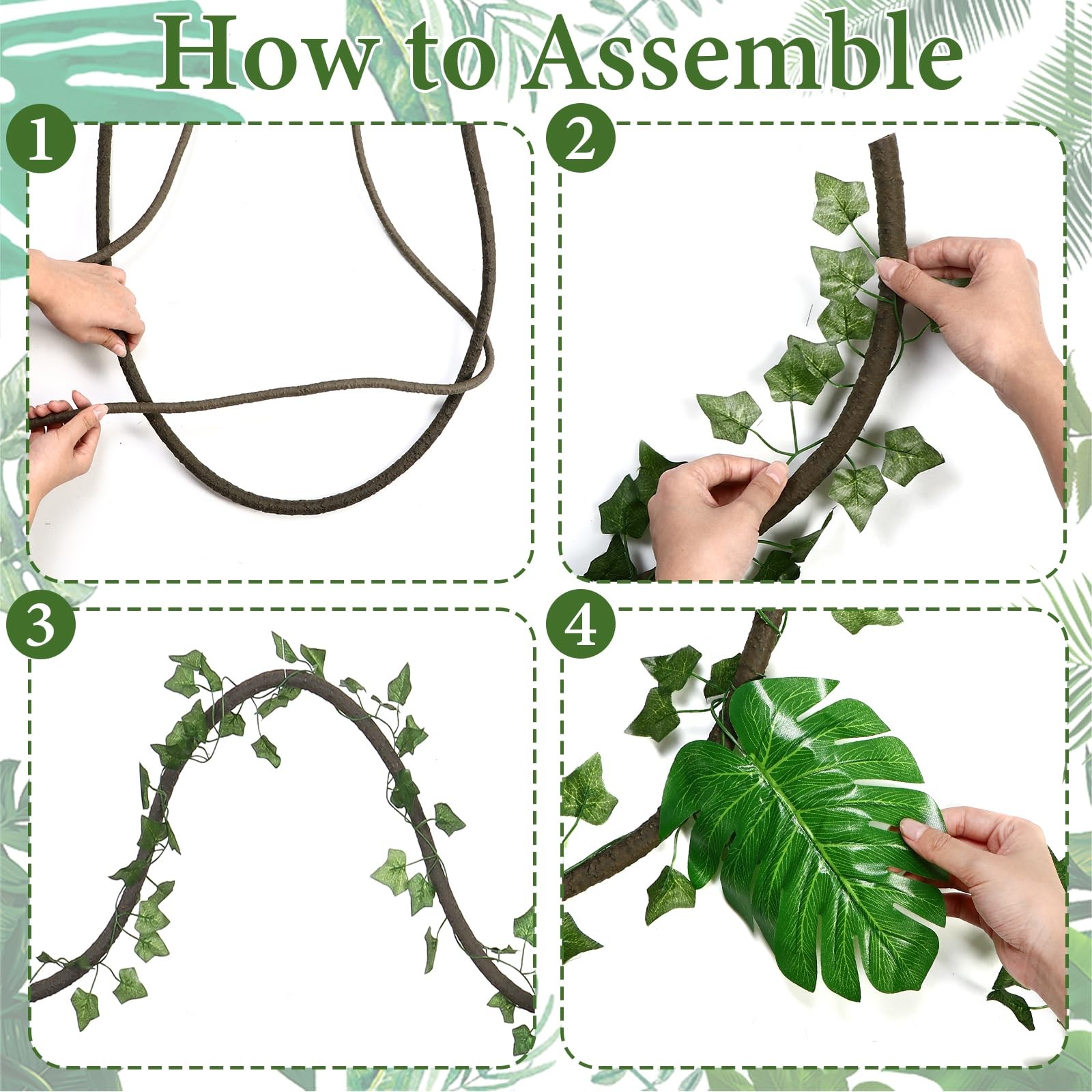 2Pcs 9ft Jungle Theme Party Decorations Artificial Rattans 5 Ivy Fake Vines T…