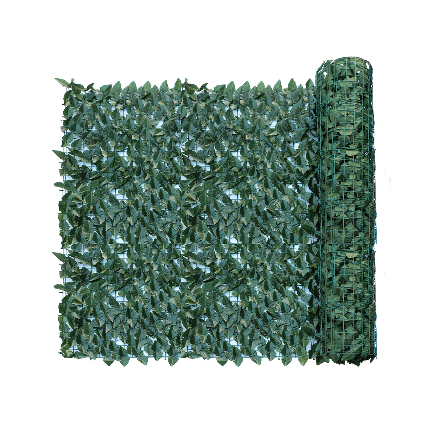 Artificial Faux Laurel Leaves Privacy Fence Screen Dark Green w/ Mesh Backing