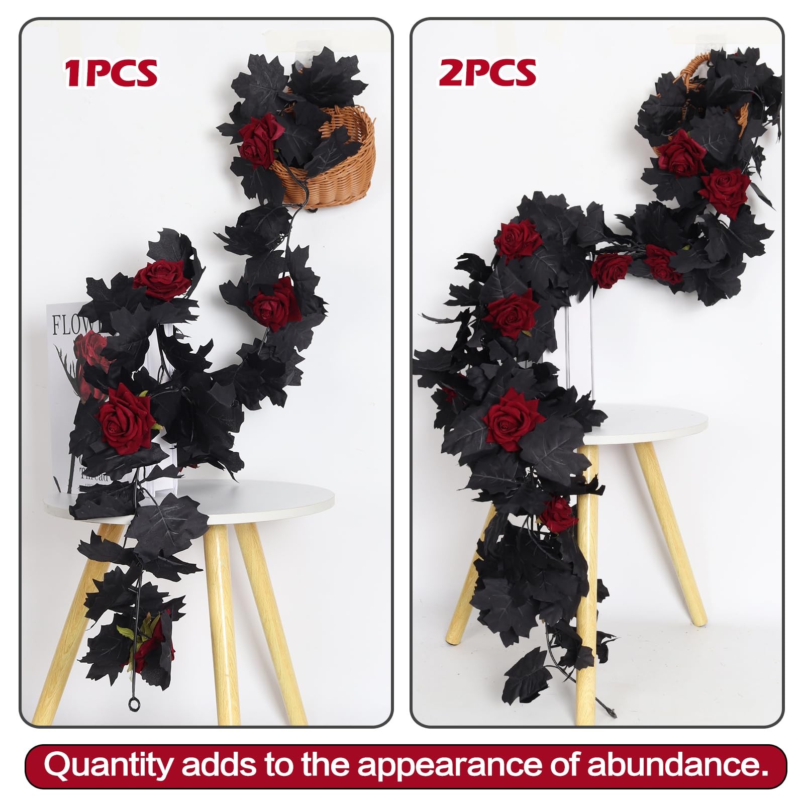 Artificial Flowers Garland Black Maple Leaf Garland Fake Hanging Flower Artif…