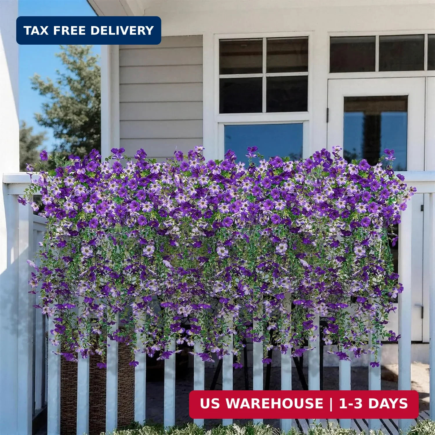 Artificial Hanging Flowers for Outdoors Faux Plants Spring Porch Decor 2 Pcs