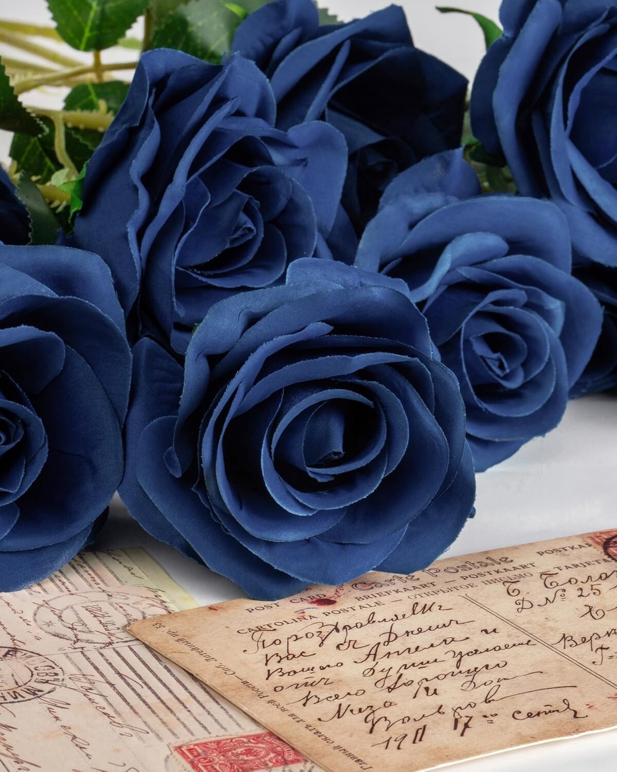 Pack of 10 Navy Blue Silk Roses – Perfect for Wedding Arrangements & DIY