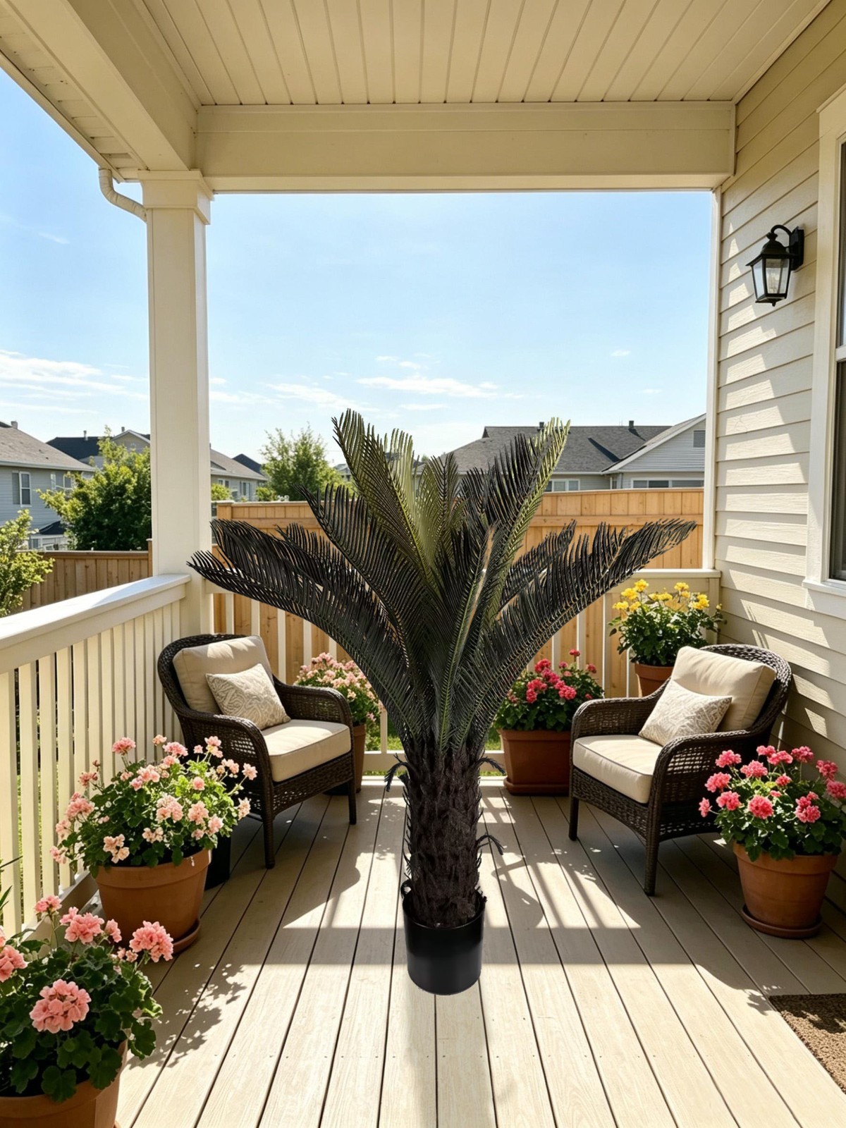 2 Pcs 120cm Artificial Sago Palm Cycas Tree Full Foliage Potted Cycad Home Decor
