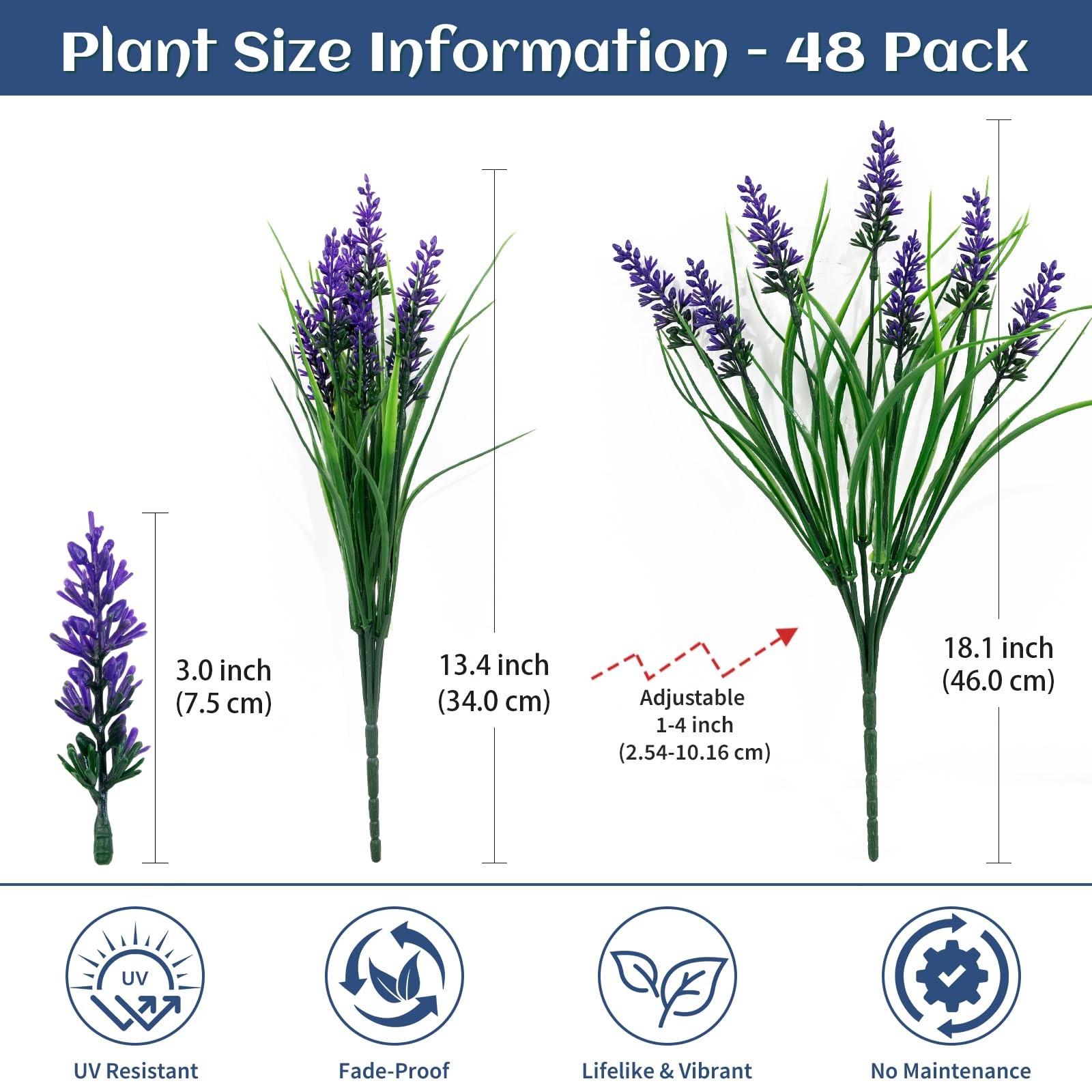 48Pcs Artificial Fake Flowers Monkey Grass for Outdoors, UV Resistant Realist…