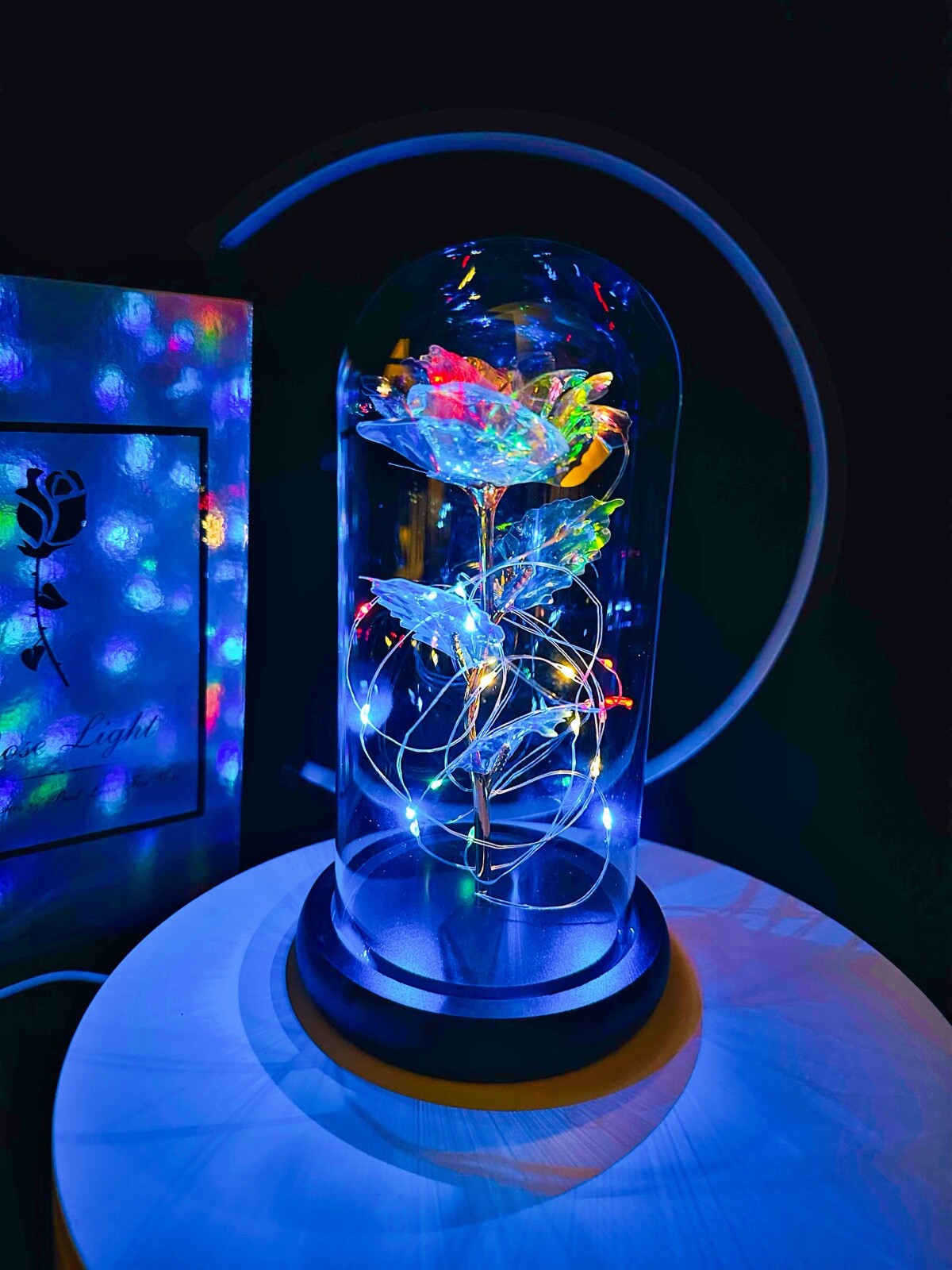 Brand New – Crystal Galaxy Enchanted LED Glass Forever Rose Home Decoration Gift