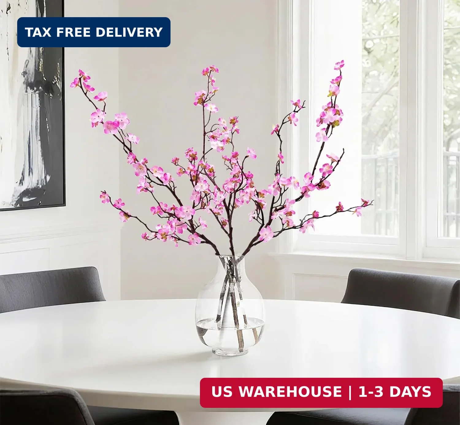 Artificial Plum Blossom Flowers 3pcs Faux Cherry Blossom Flower Silk Peach Flowe
