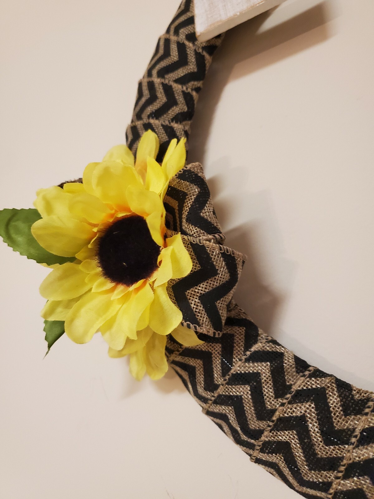 LOVE wreath FLOWERS Sunflowers black beige burlap FALL autumn Decor Front Door