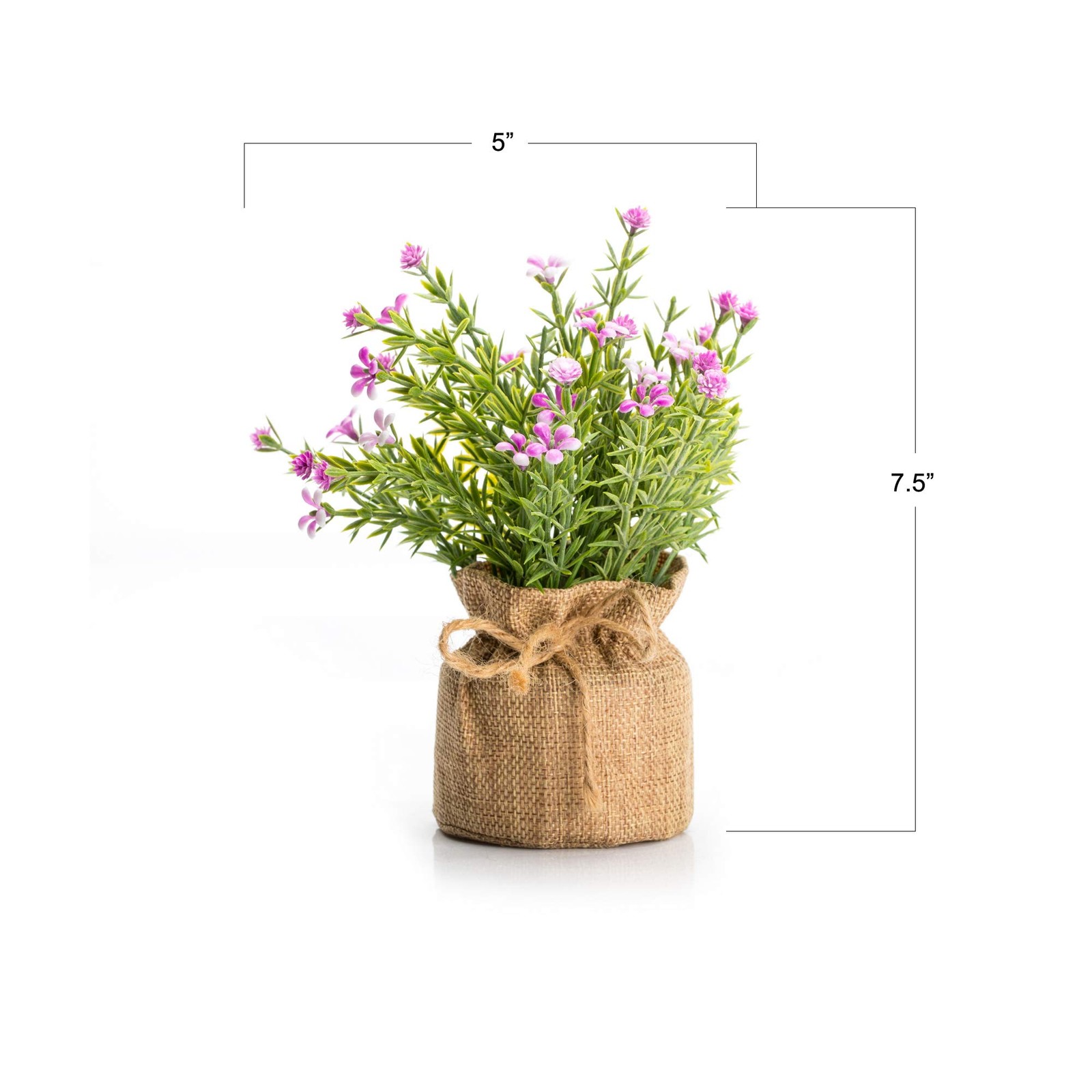 Babys Breath Artificial Flowers in Small Burlap Bag Vases 3Pcs -Gypsophila Fa…
