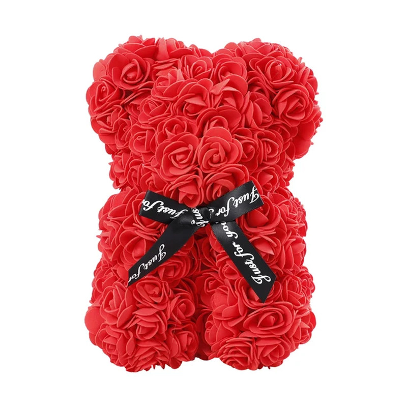 25cm Stuffed Bear Shape Artificial Rose Flower Valentine’s Day Wedding Gift NEW