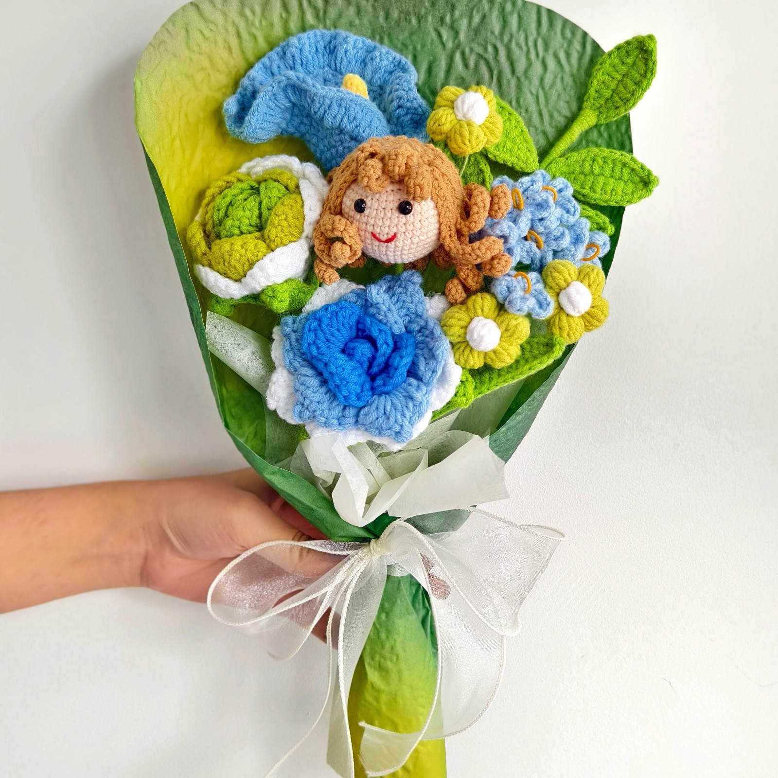 Crochet Flower Bouquet Handmade Yarn Flowers Teacher Thank You Keepsake Gift