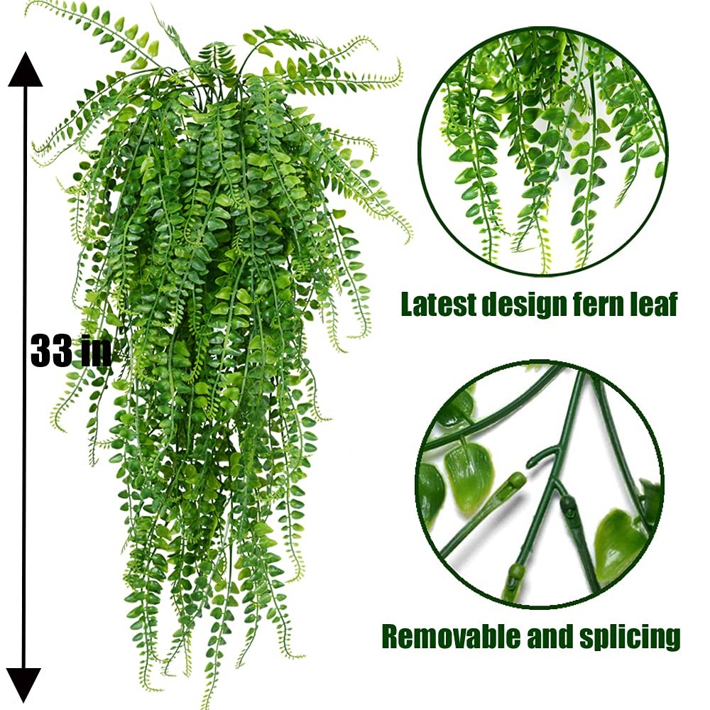 Artificial Hanging Plants Fake Plants Ferns Faux Hanging Plants for Patio Por…