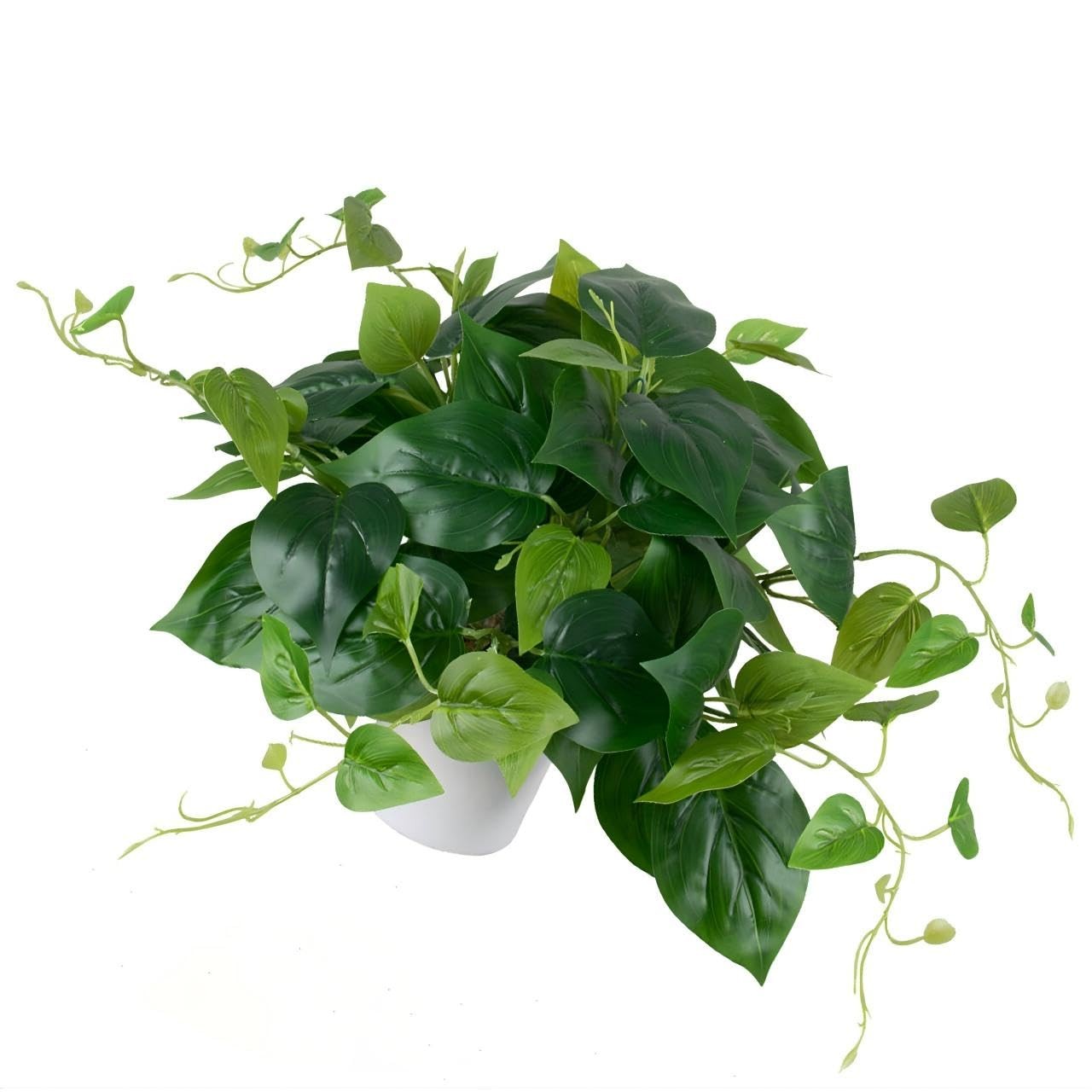 Artificial Pothos Plant with Plastic Pot – Fake Indoor Faux Plant for TV Stan…