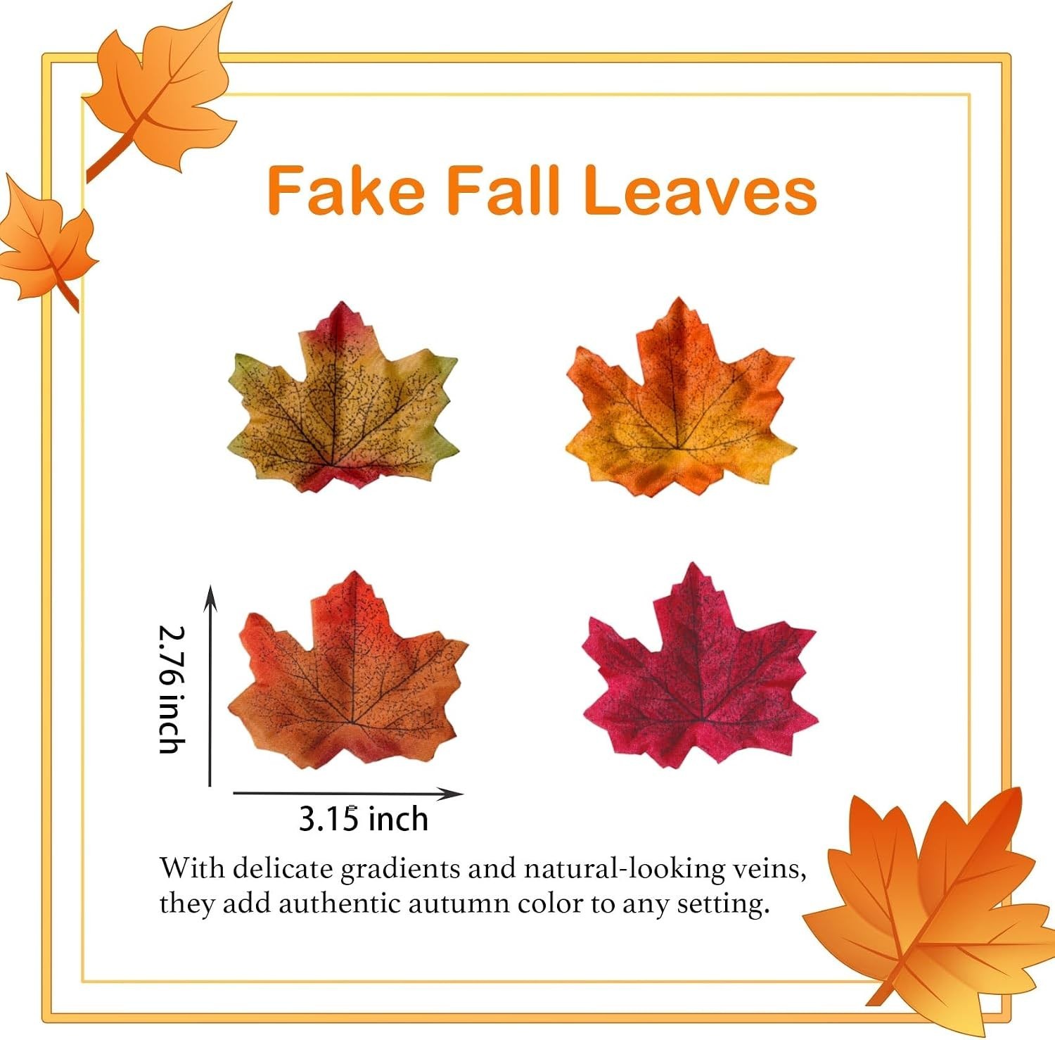 200psc Fake Fall Maple Leaves – Artificial Autumn Leaf Decorations for Home P…