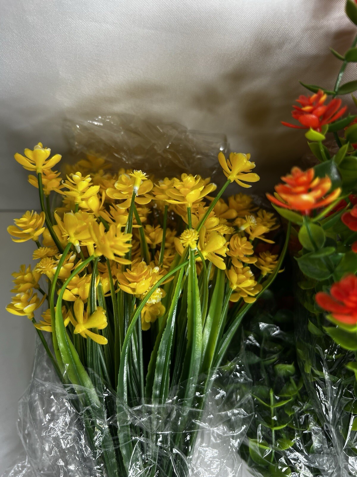 Zeyune 42 Bundles Artificial Flowers Fake UV Resistant for Outdoor Plastic