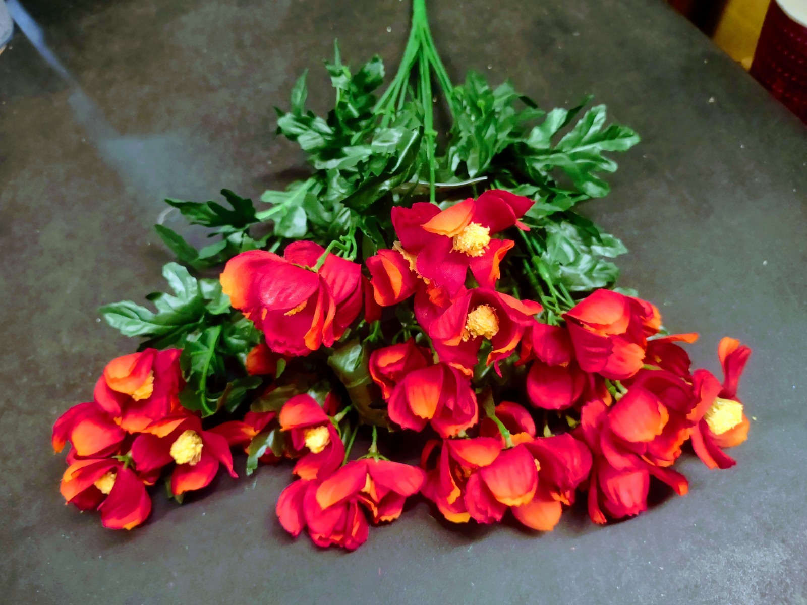 Silk Cosmos Flower Bush w 12 Stems, Bittersweet Flame Orange Autumn Flowers 20″