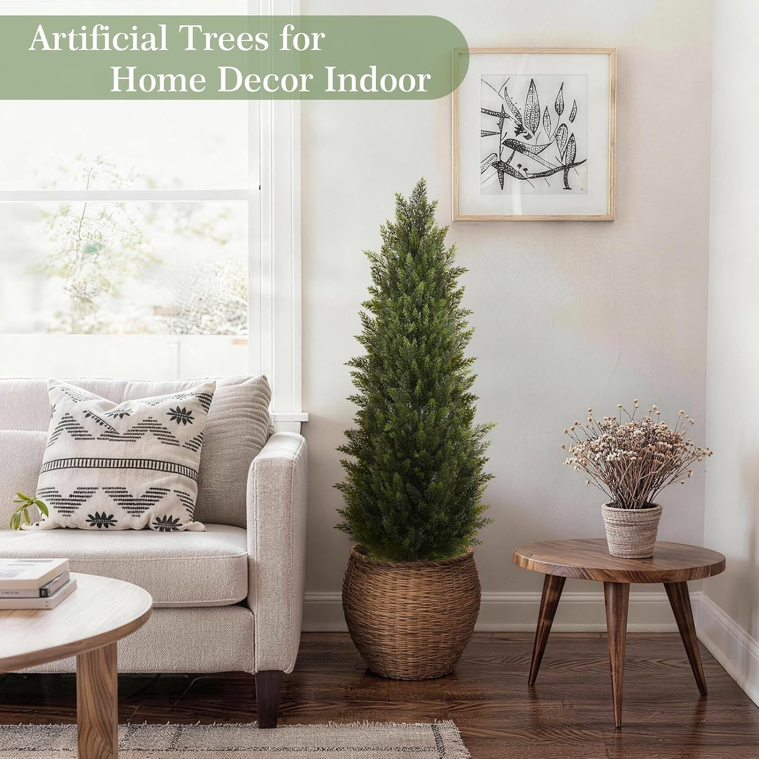 Vitalismo Artificial Topiary Cedar Trees 6FT Tall 2 Set, Outdoor Indoor Faux Pin