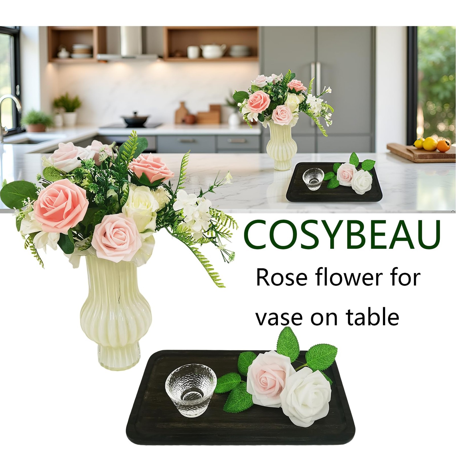 Artificial Flowers 25pcs Roses, Shade of Blush Pink Foam Fake Rose Faux Flowe…