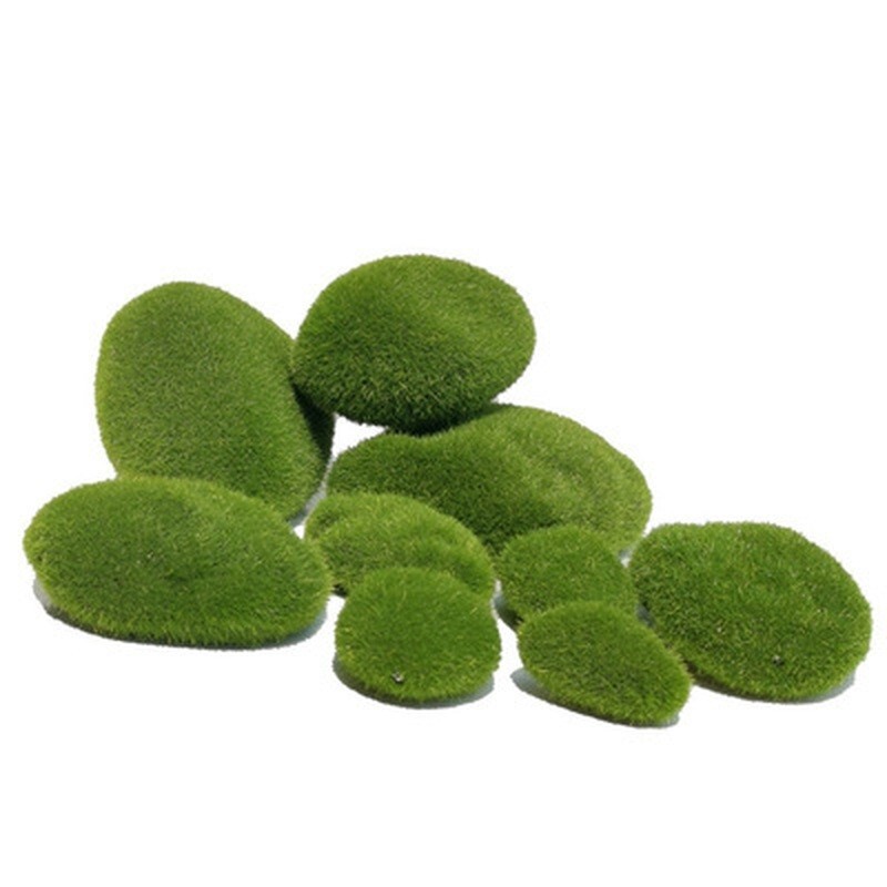 10Pcs set 4 Sizes Artificial Moss Rocks , Green Moss Balls,for Floral Arrange