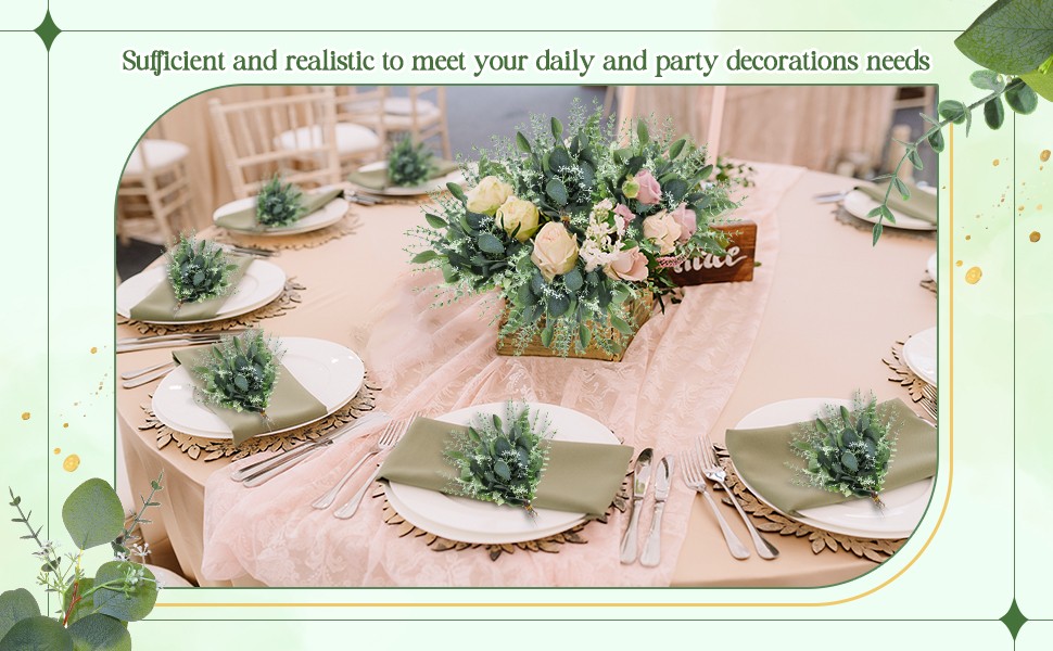 200 Pcs Artificial Eucalyptus Stems, 2 Styles Faux Greenery Leaves with Silver