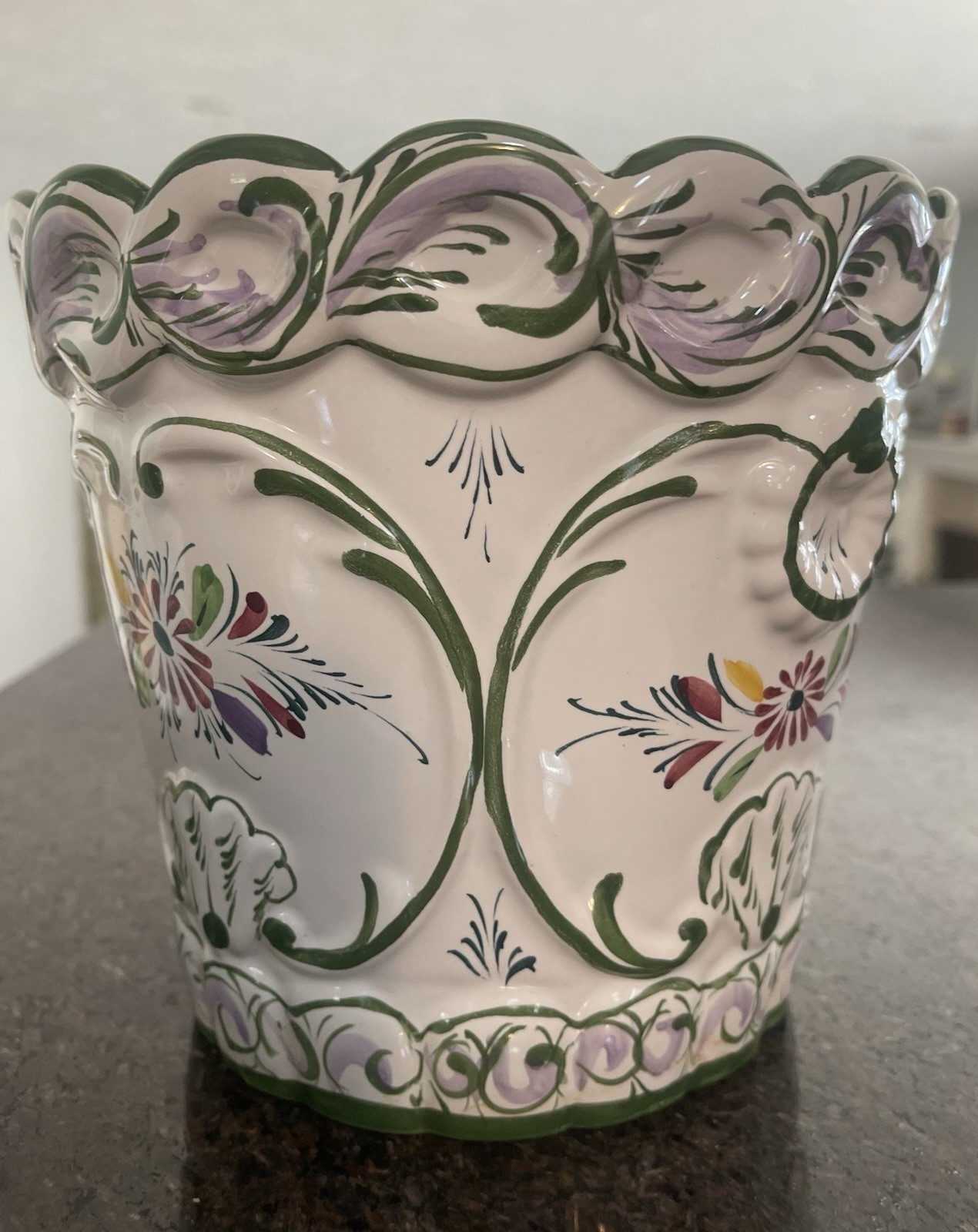 1970s Vintage Hand-Painted Ceramic Planter – Portugal Rare Stamp & No. by RC&CL