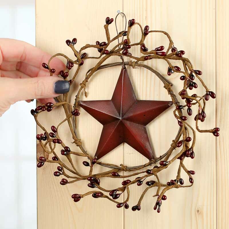 Set of 2 Burgundy Pip Berry and Barn Star 10″ Wreaths