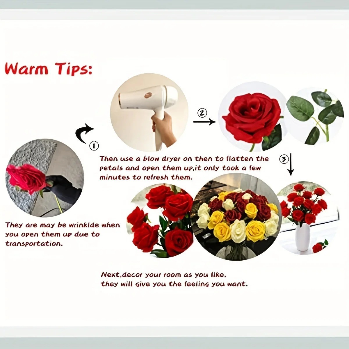 Red Silk Roses Artificial Flower Bouquet Wedding Home Décor Gift Party 12PCS