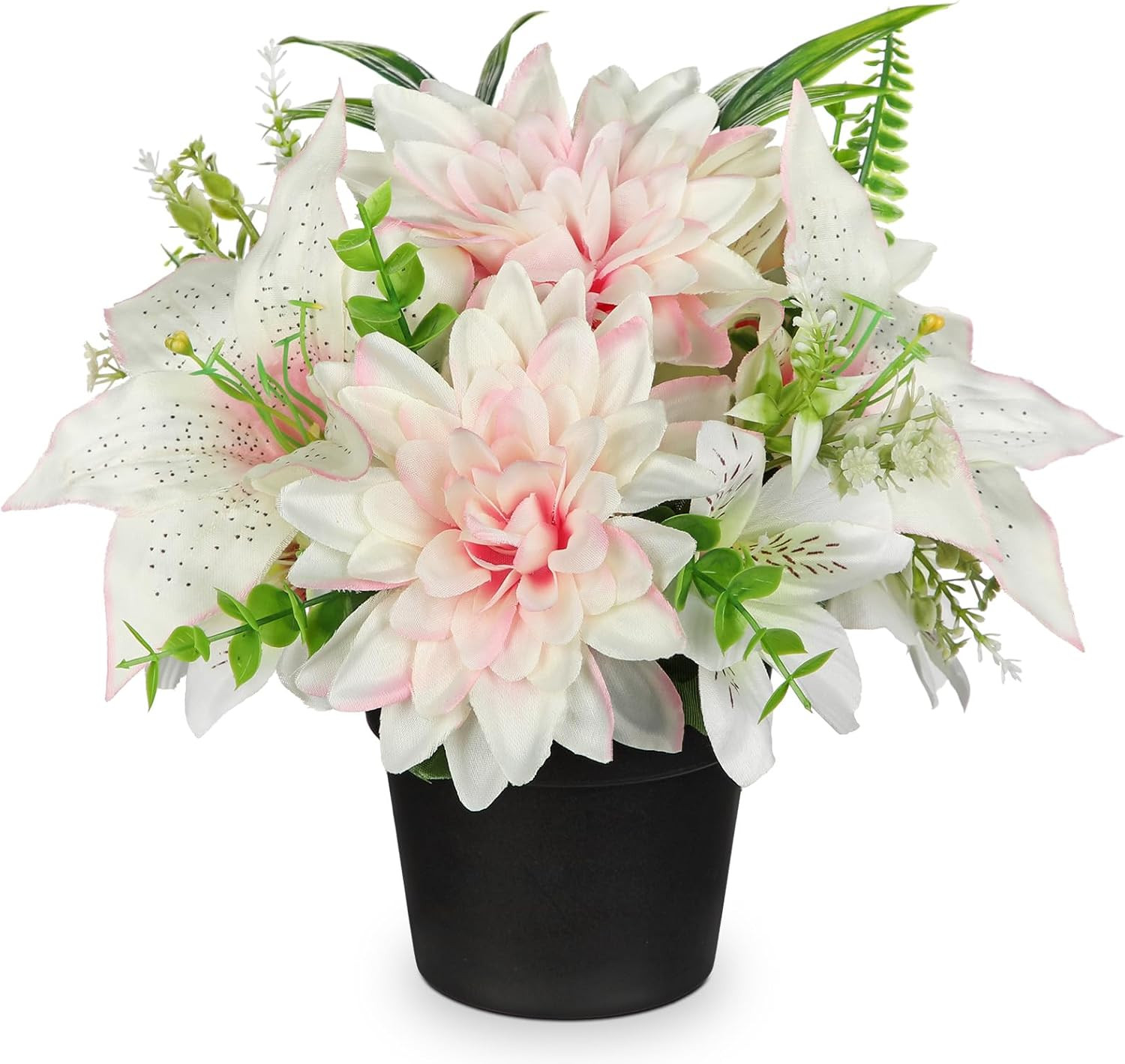 Yellow Artificial Flowers Small Fake Flowers in Vase Peonies Dahlia Tiger Lily P
