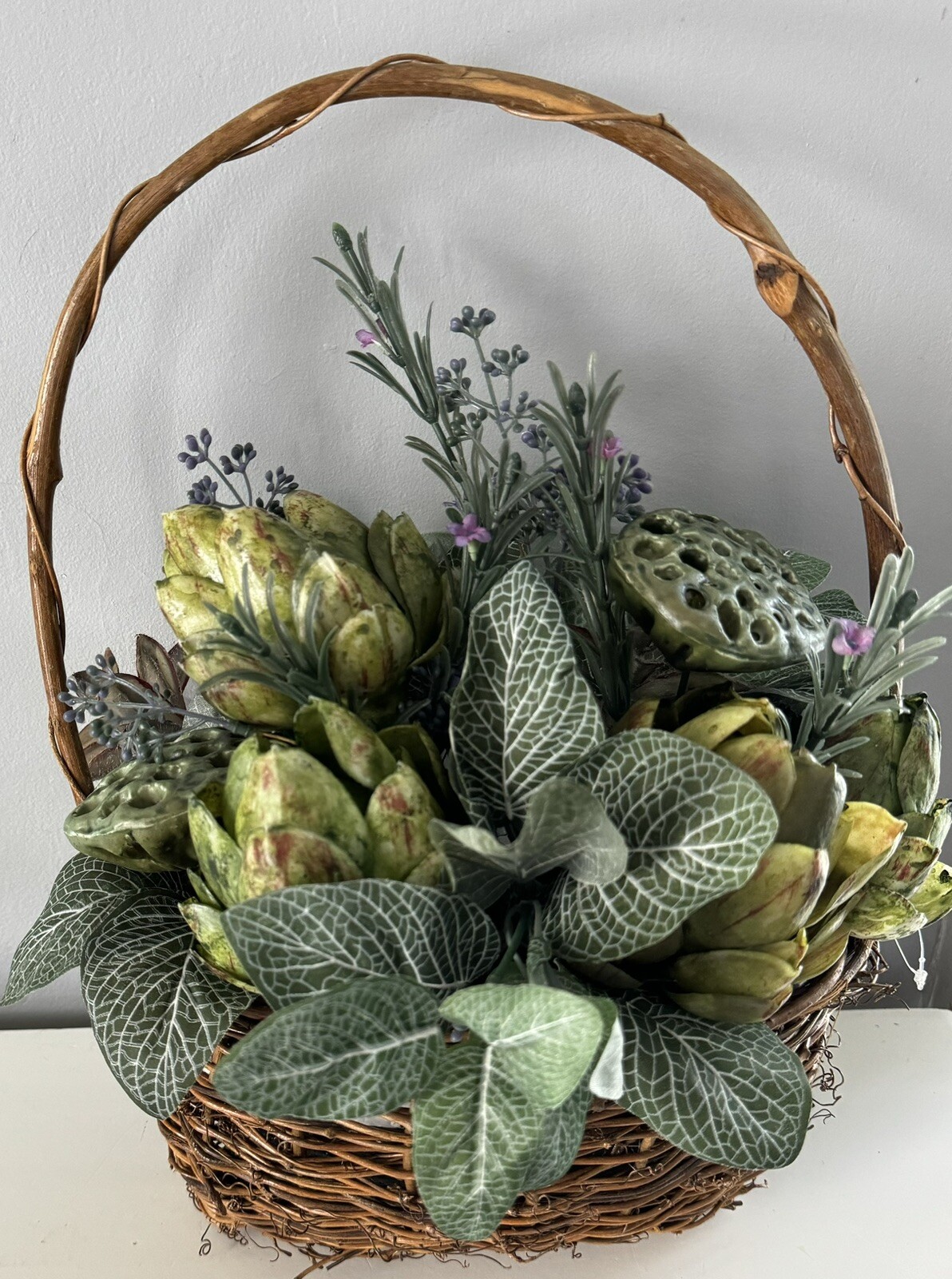Hanging Basket Wreath Artificial Flower succulants Front Door Wall Decor