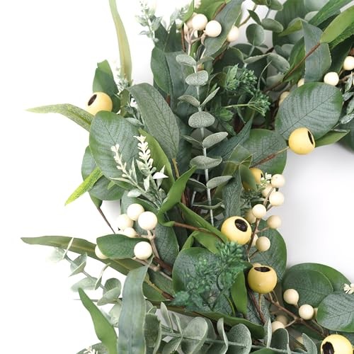 Wreaths for Front Door 22 Inch, All Season Greenery Wreath Olive 22 inch