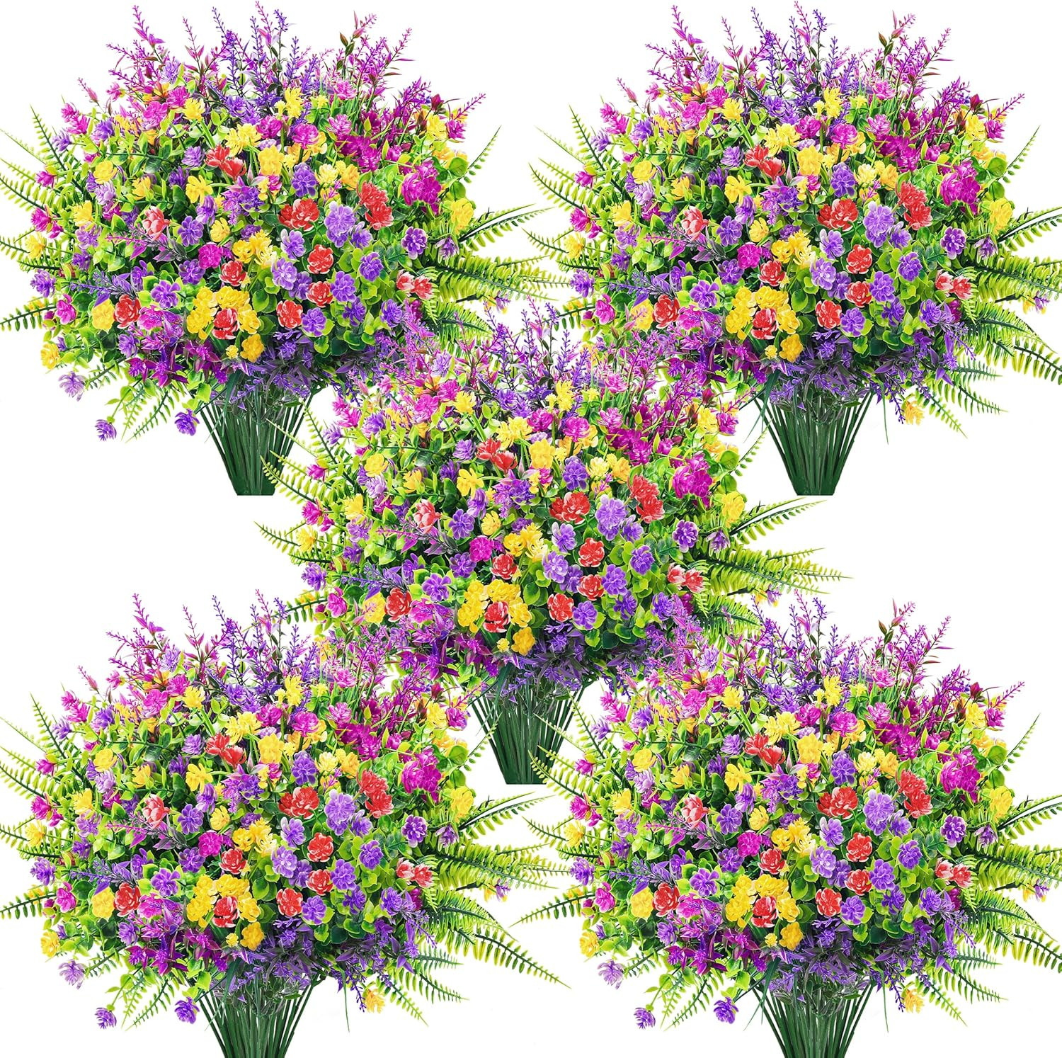 24 Bundles UV Resistant Fake Flowers Spring Artificial Flowers for Outdoors for