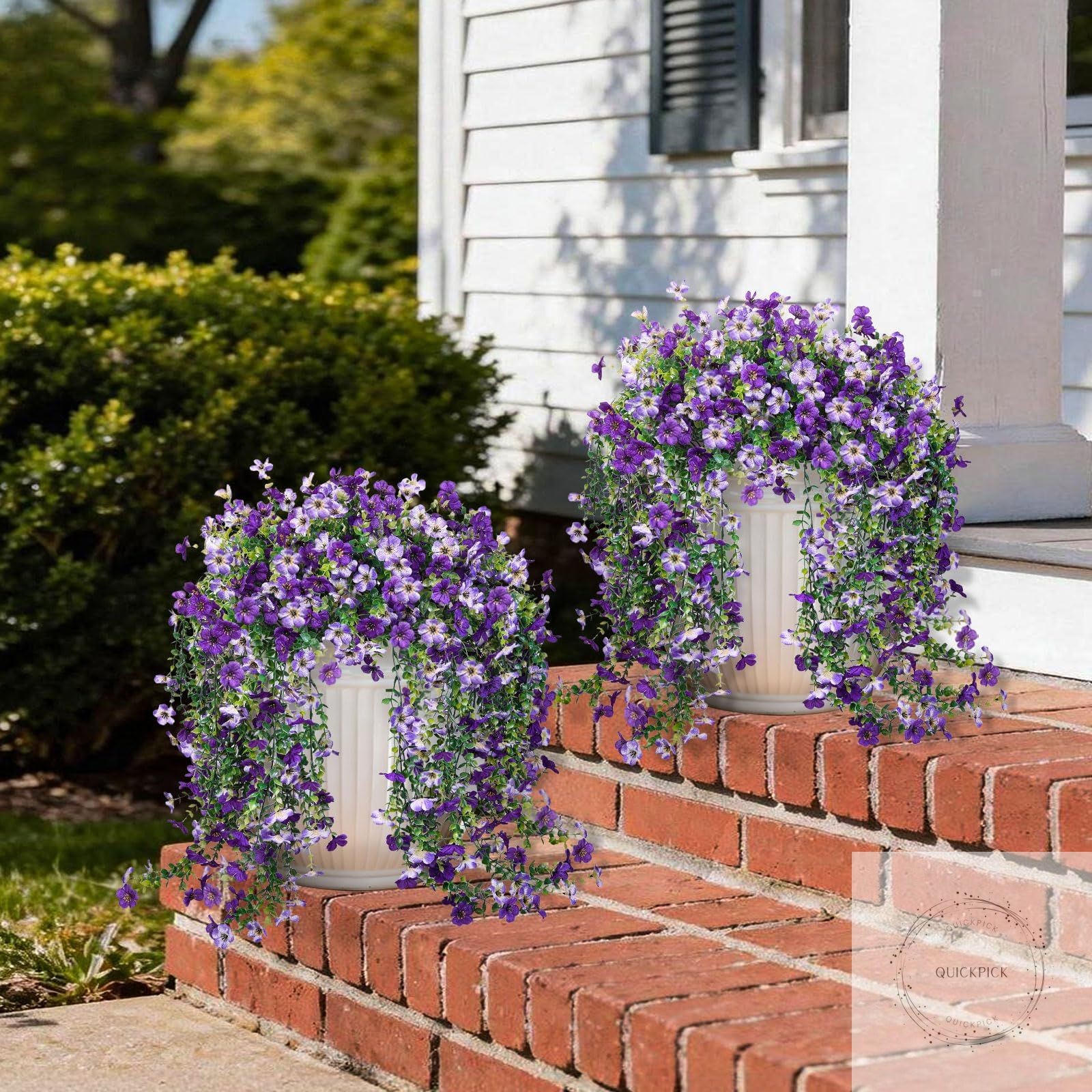 Artificial Hanging Flowers for Outdoors Faux Plants Spring Porch Decor, 2 Pcs