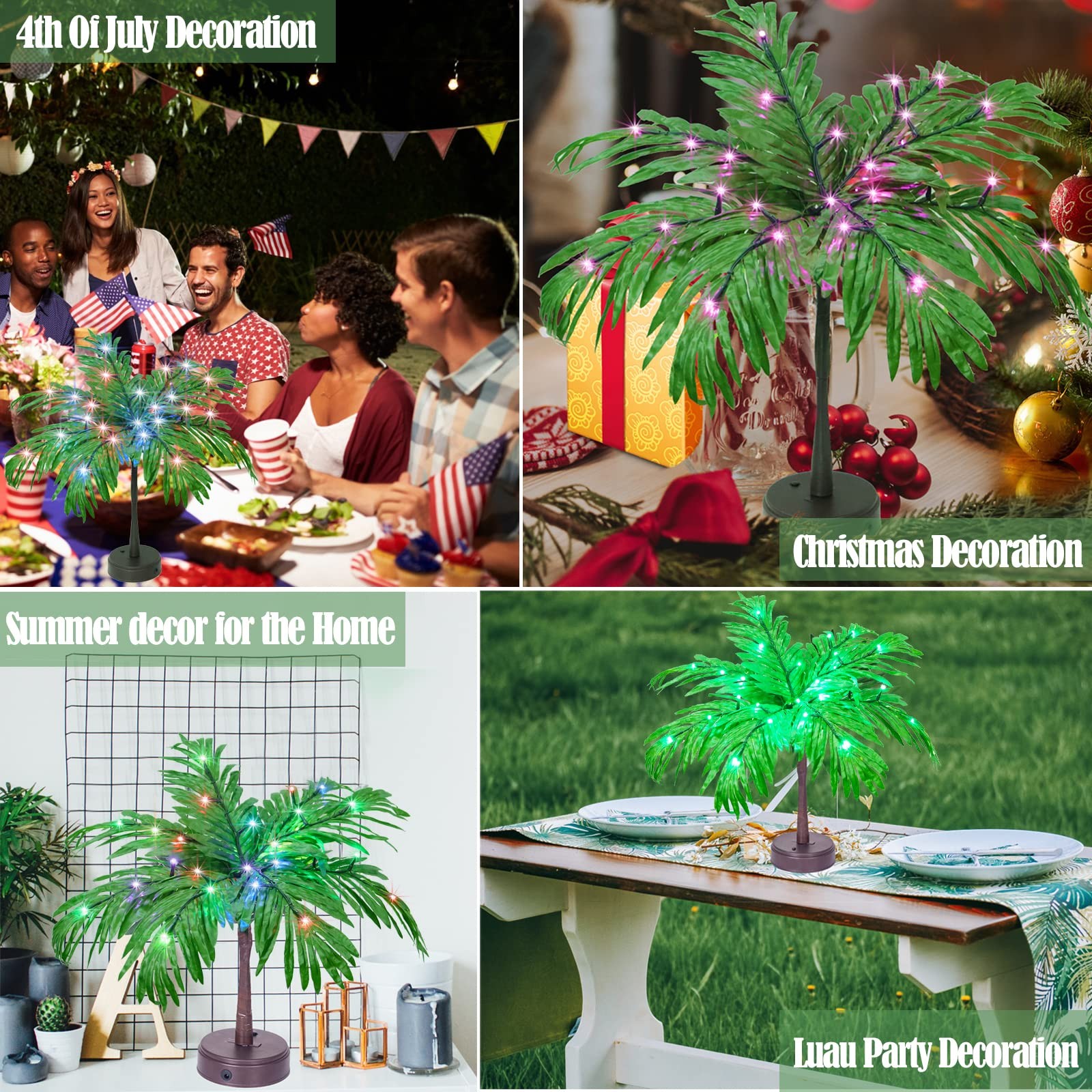 28 Colors Changing Light Up Palm Tree Table Decor, 1ft 1in, Color