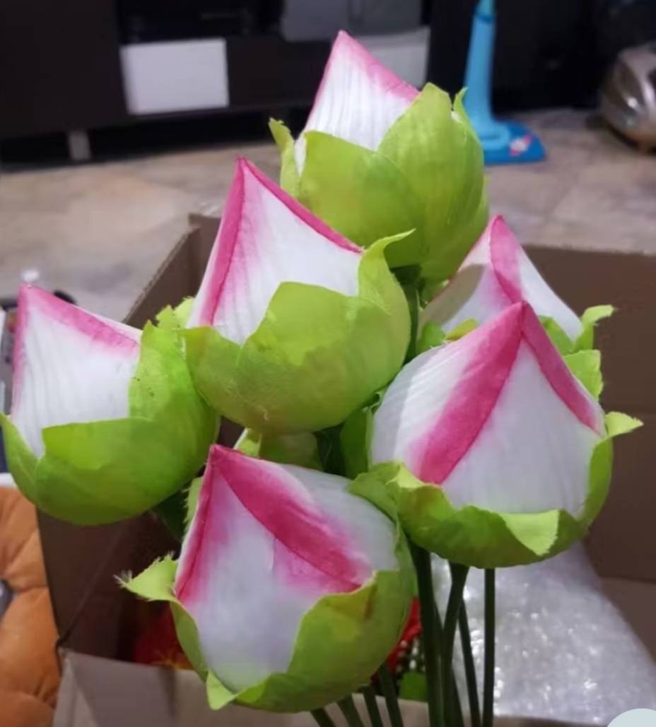 10x Fake Lotus Flower Bud Set 50cm Tall Artificial Flowers Vase Altar Decor