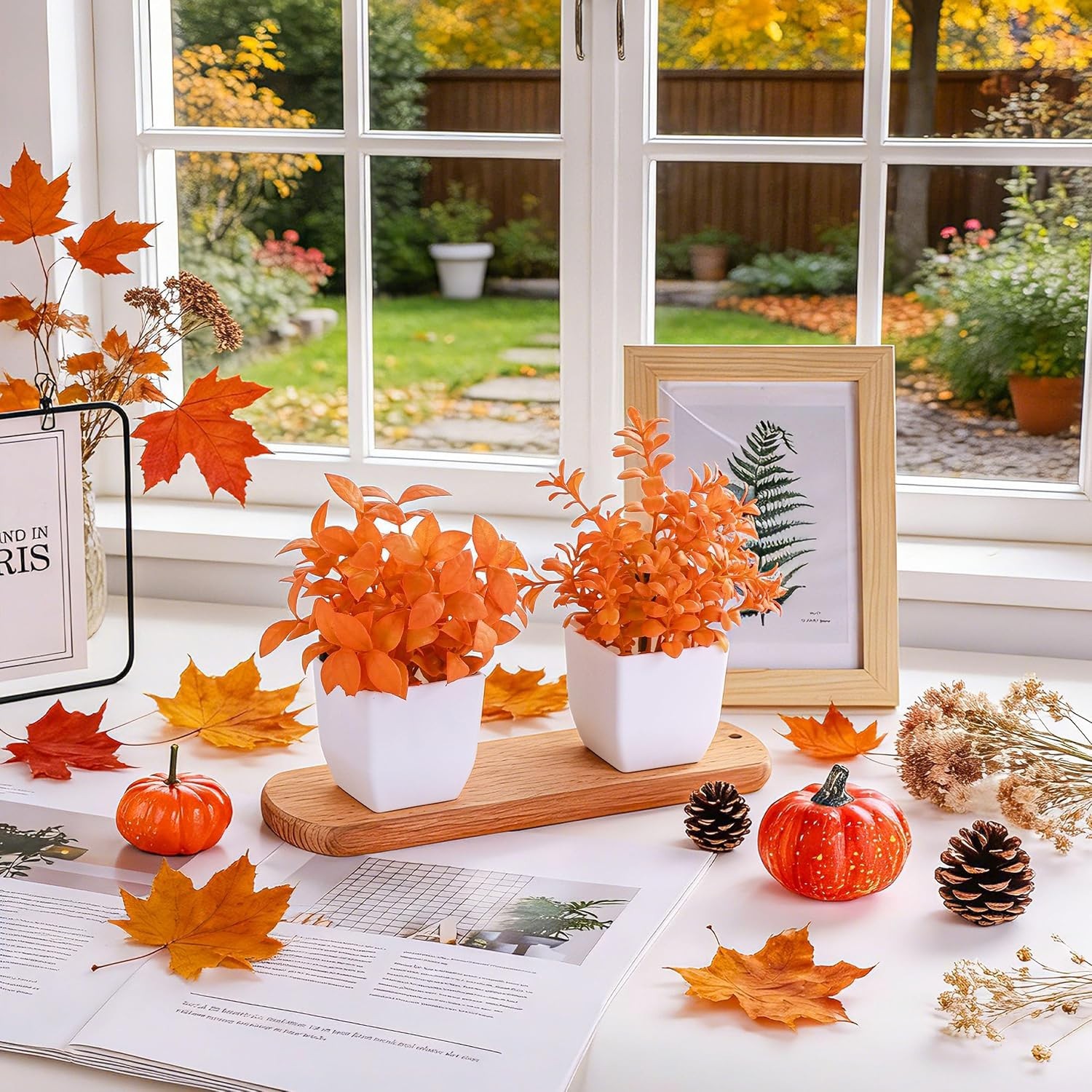 Chic 4 Pack of Fall Faux Plants – Versatile Accent for Home and Office