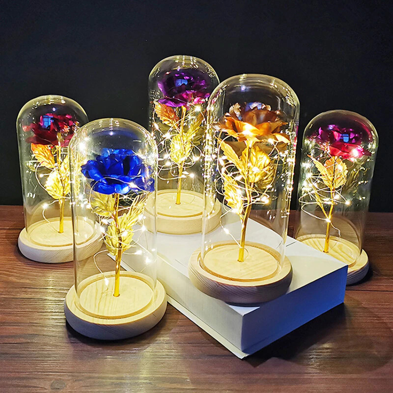 Eternal Rose LED Light Flower In Glass Cover
