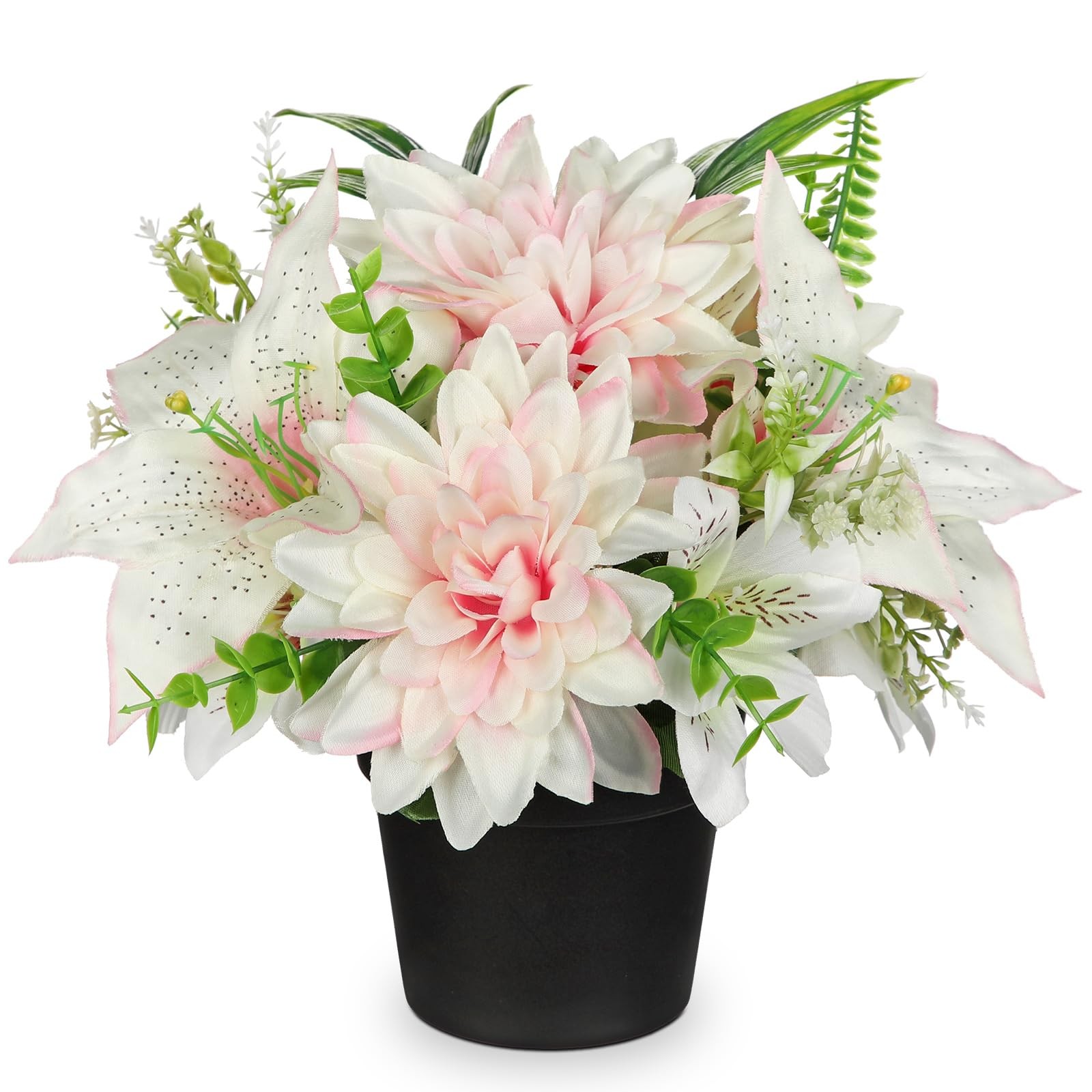 Pink Artificial Flowers Small Fake Flowers in Vase Peonies Dahlia Tiger Lily …