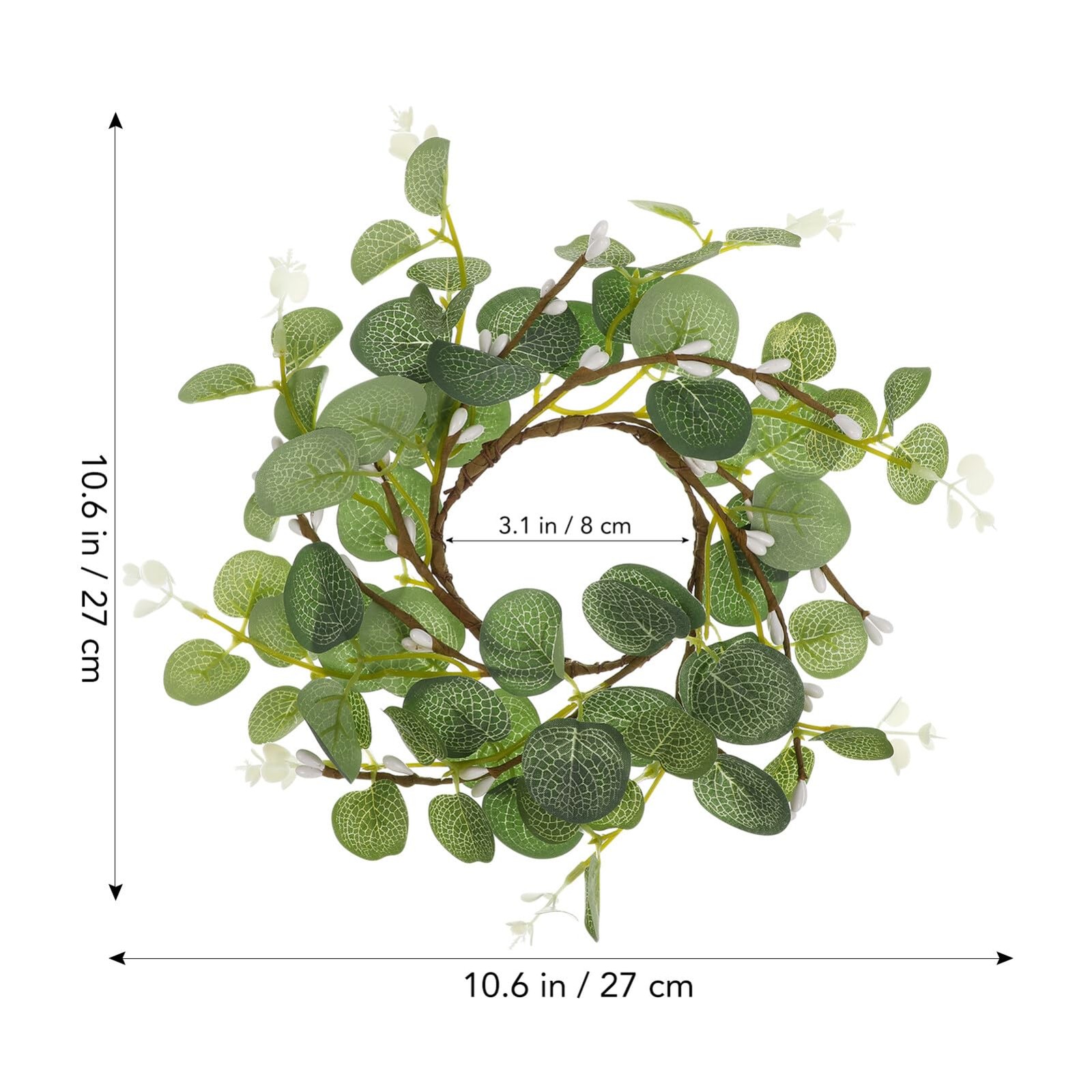 Eucalyptus Candle Rings Wreaths 5.9 Inch Artificial Greenery Mini Centerpiece
