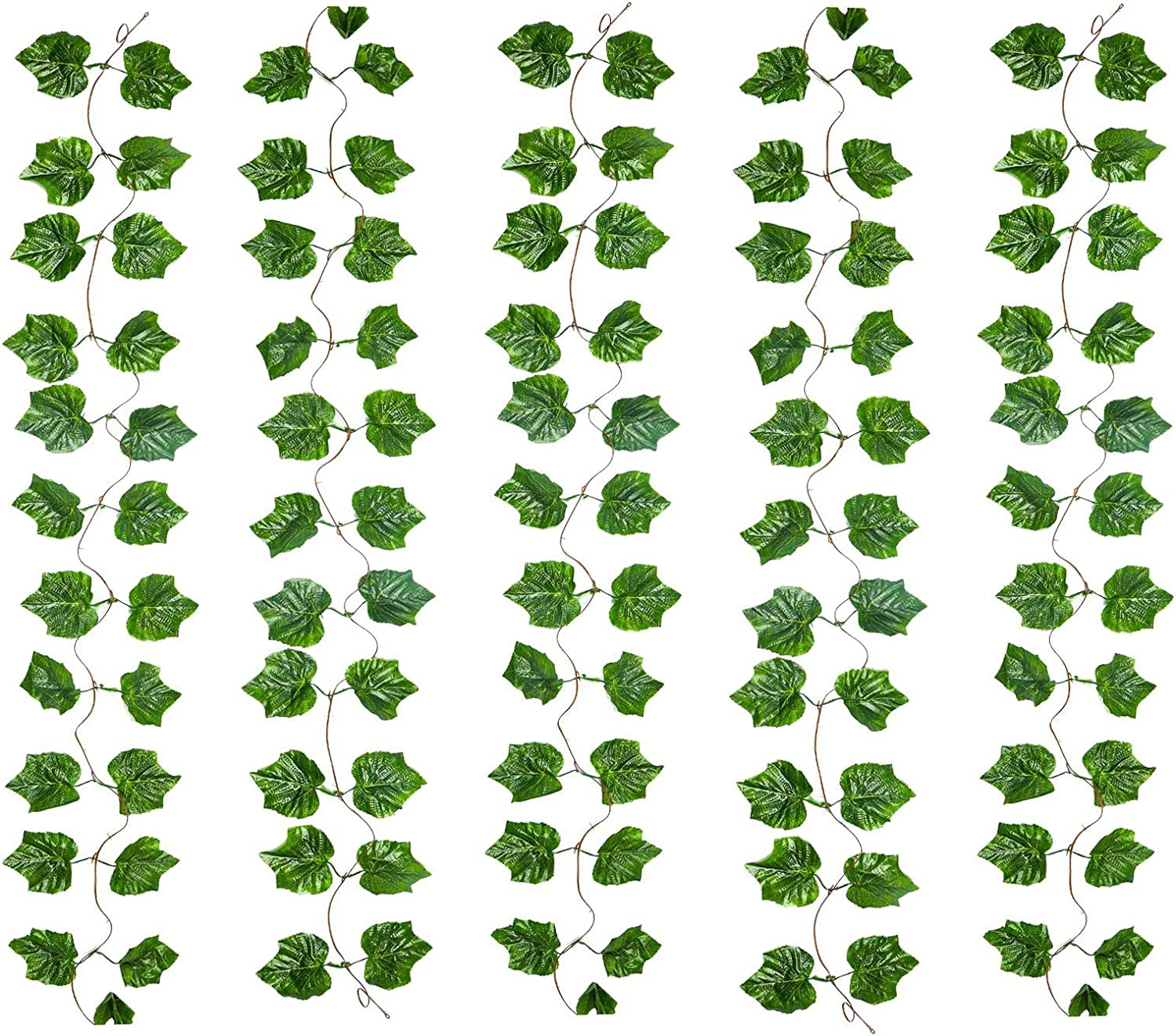 8 Ft 5Pcs Artificial Greenery Ivy Vine Plants Foliage Grape Leaves Vine Simulati