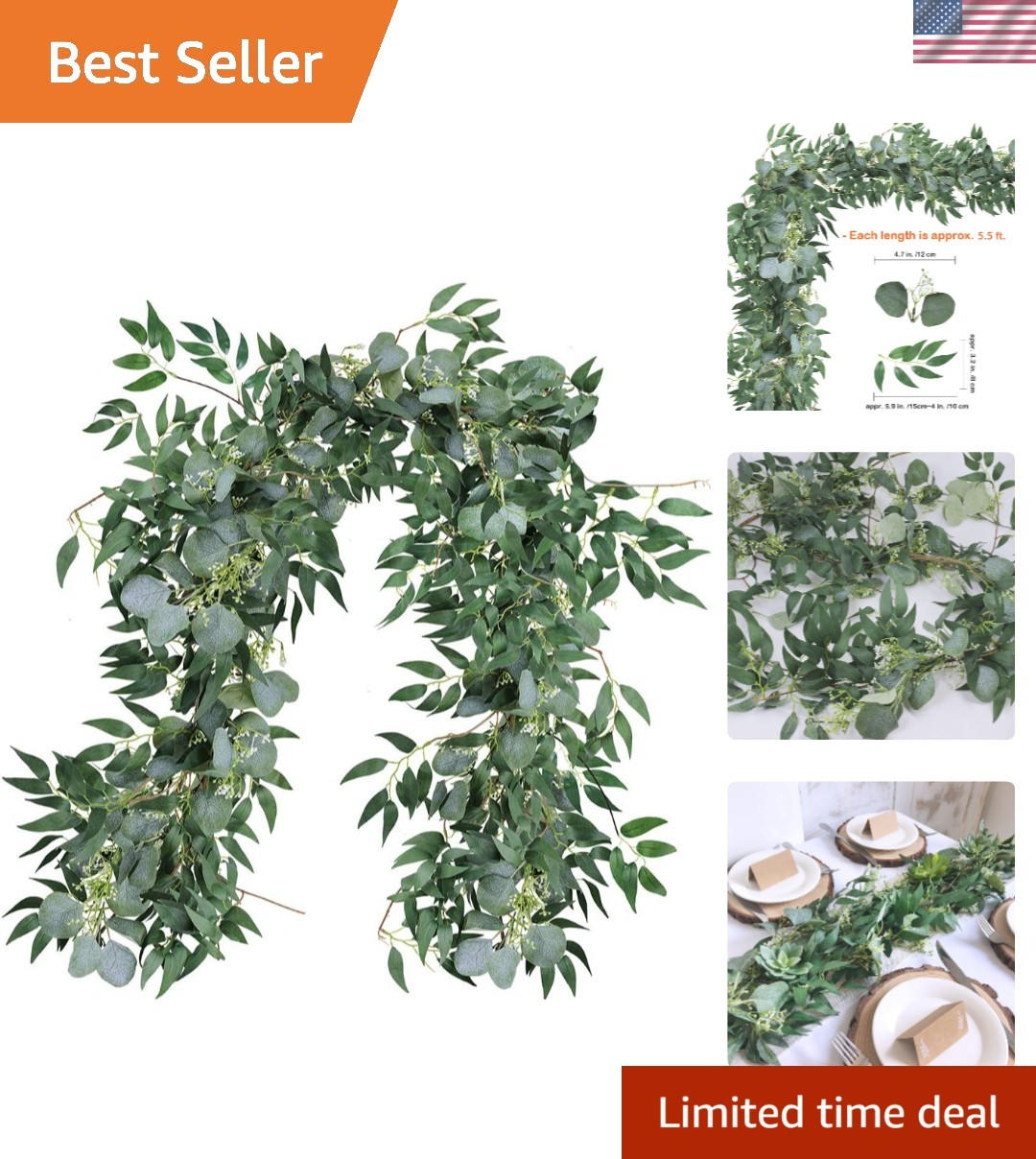 Artificial Eucalyptus & Willow Twigs Bundle