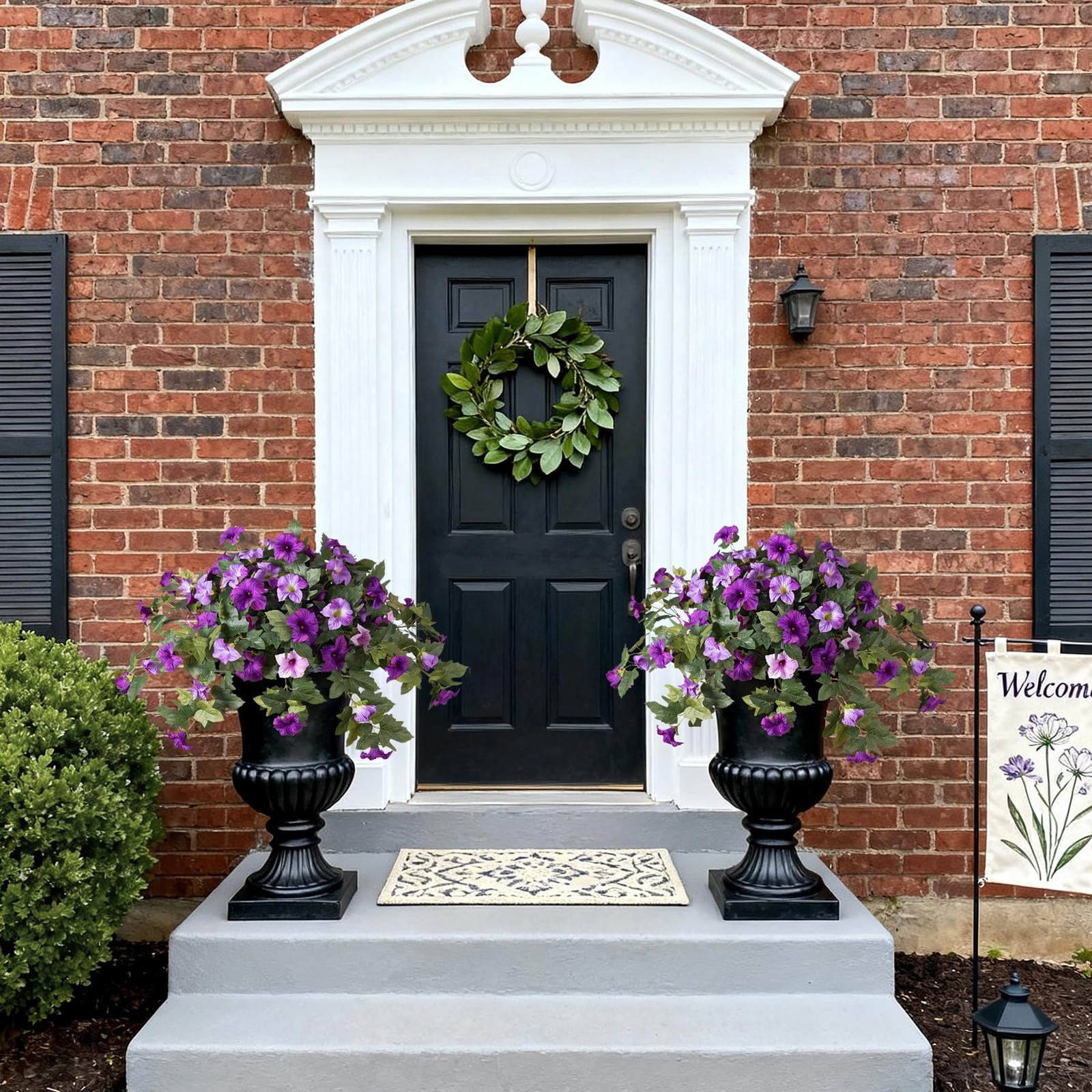 New Best 2 Pcs Artificial Fake Petunia Flowers for Outdoor Porch Summer Decor UV