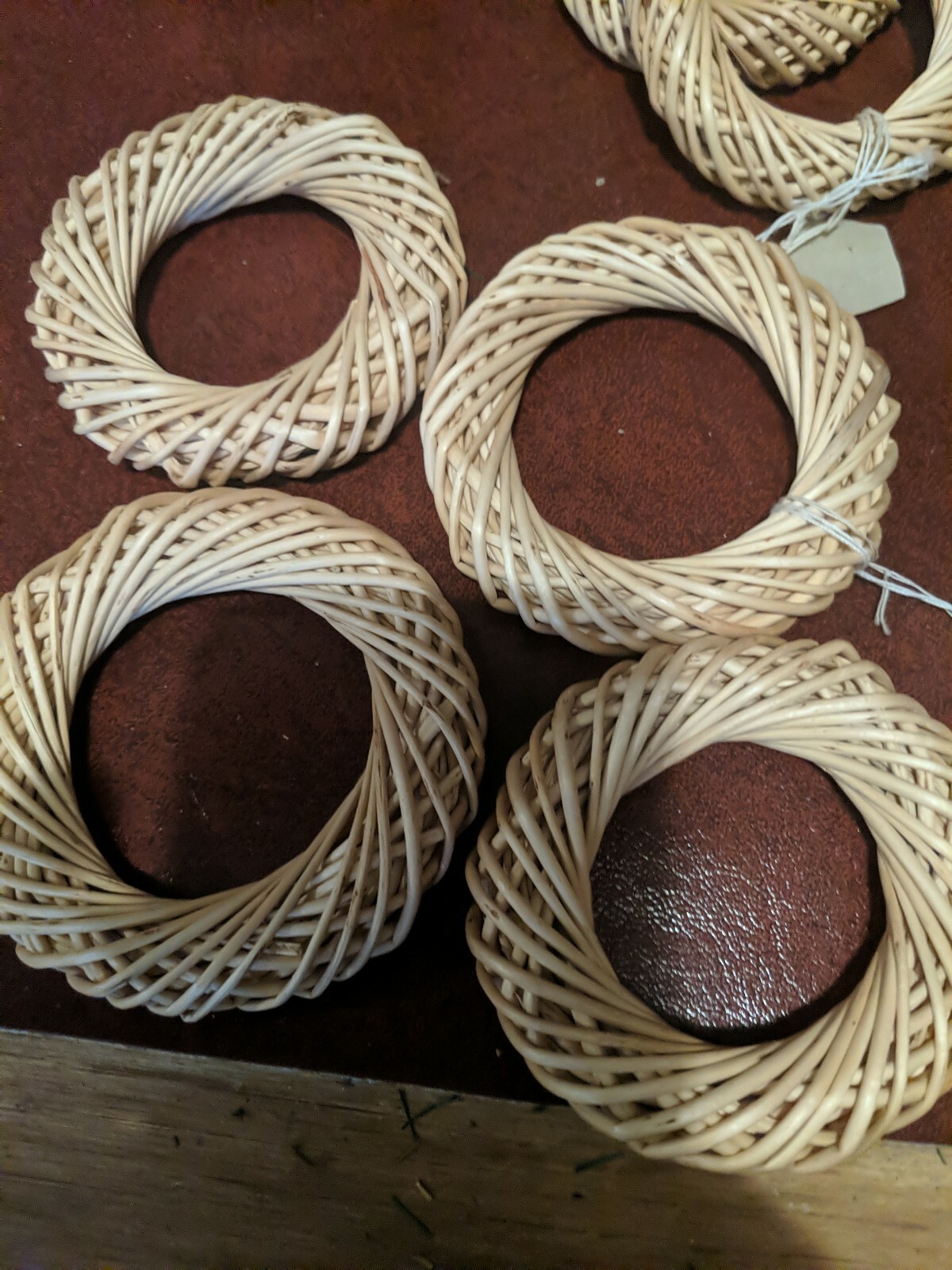 Set of 4-Bleached Willow 3 inch Wreaths New For Winter or Spring Decor