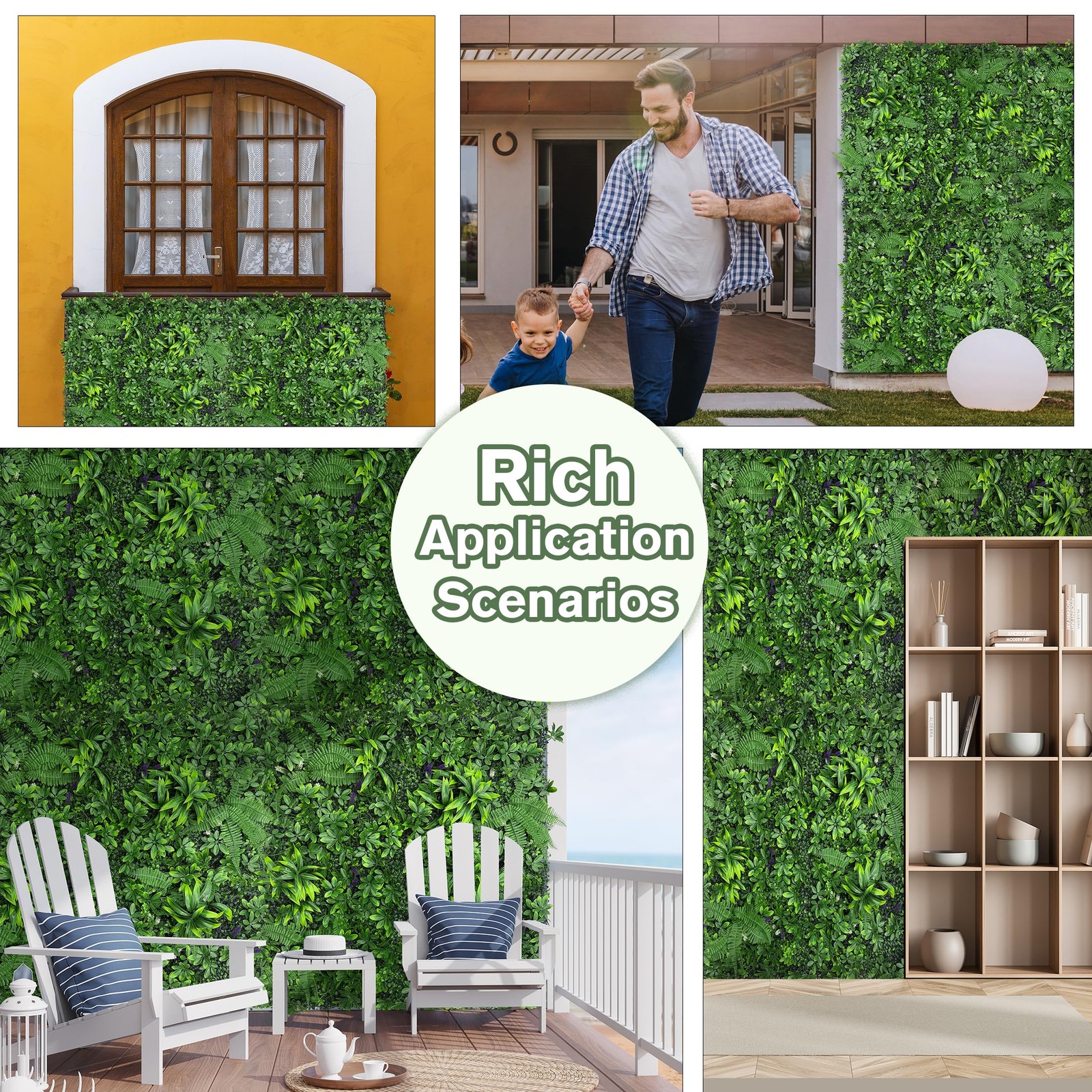 DOPGIB Artificial Boxwood Grass Wall Roll: 40″x120″(33.5 SQFT) UV Protected