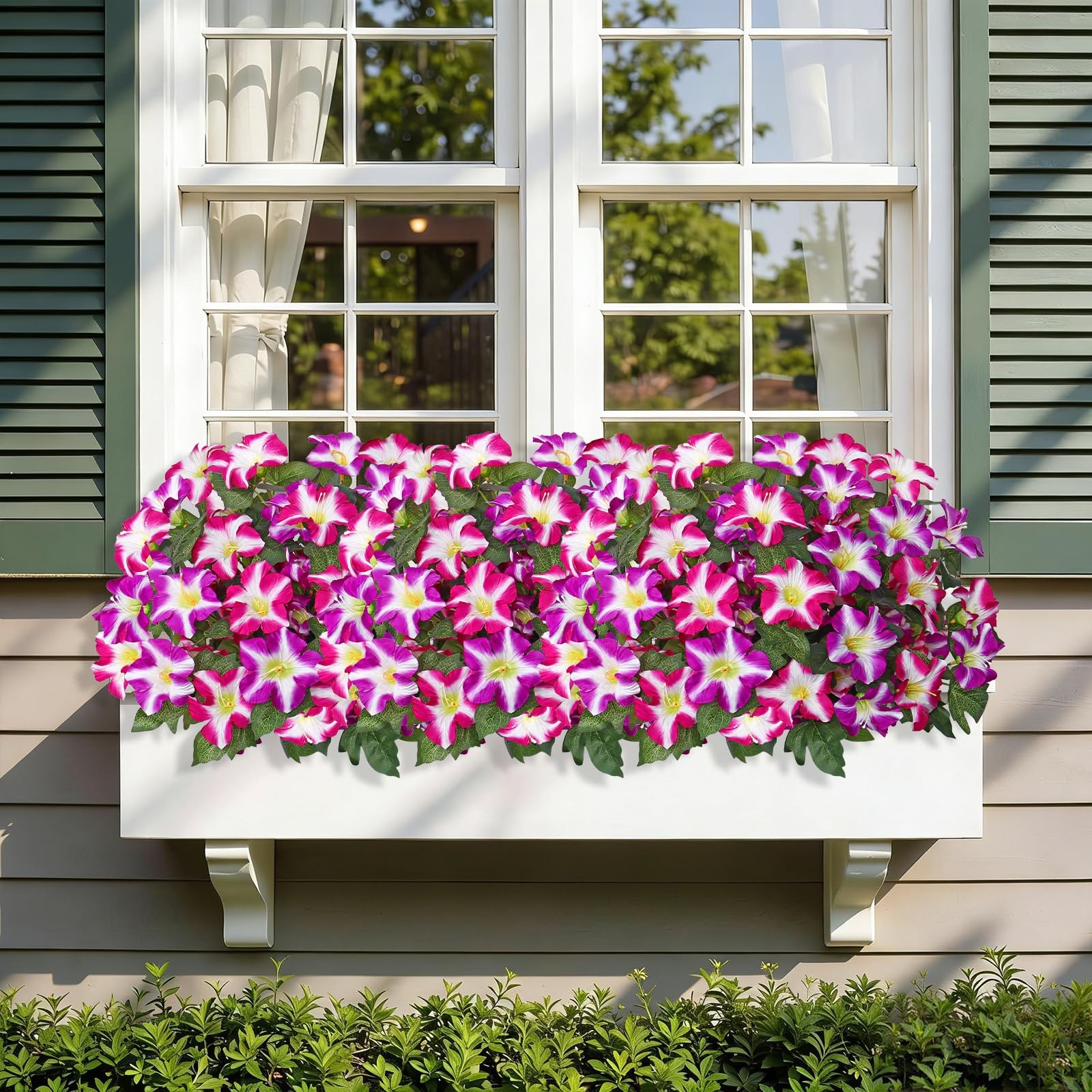 Faux Petunias Artificial Flowers for Outdoors 20.5 inch Large Petunias Fusia …
