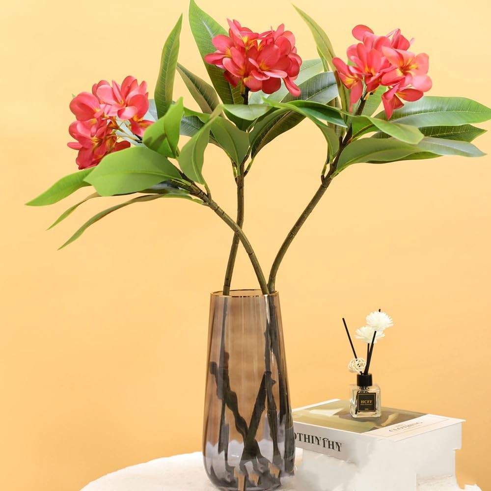 35.5 Inch Artificial Flowers Artificial Frangipani Flower 2 Stems Lifelike Re…
