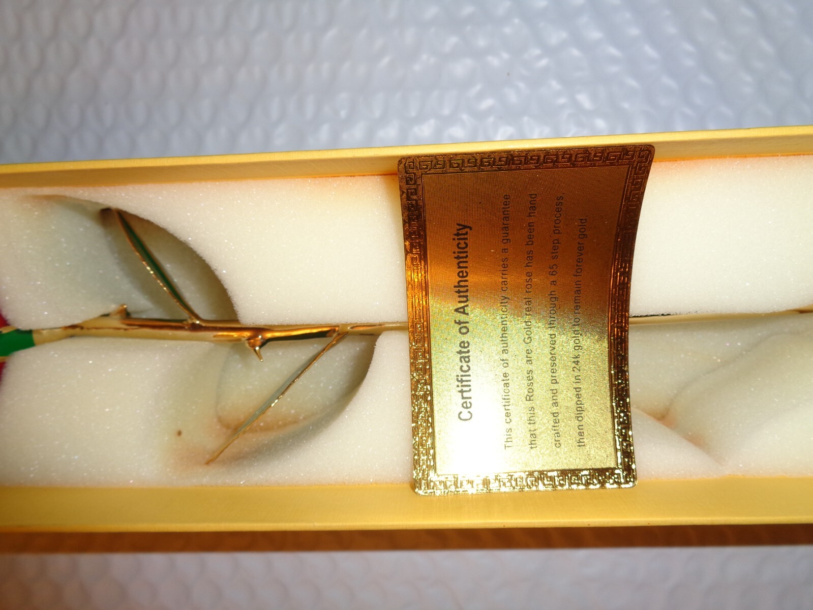 ZJ CHAO REAL LONG STEM RED ROSE HAND CRAFTED and DIPPED 24K GOLD with COA