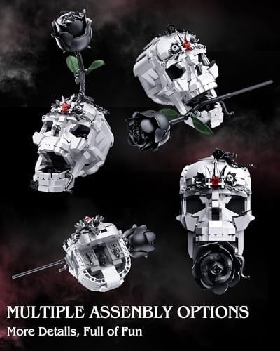 Skull Rose Bouquet Building Set Compatible with Lego Flowers for Adult