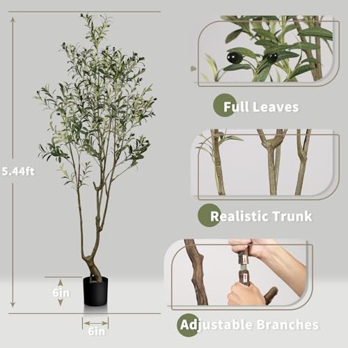Faux Olive Tree 5.5ft(66in) Tall Artificial Plant Indoor 7ft Olive Tree(1)