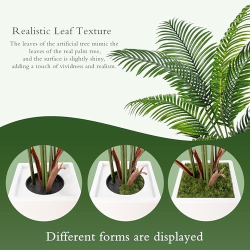 6FT Artificial Palm Tree, Tall Faux Palm Tree Indoor with Fake Plants White